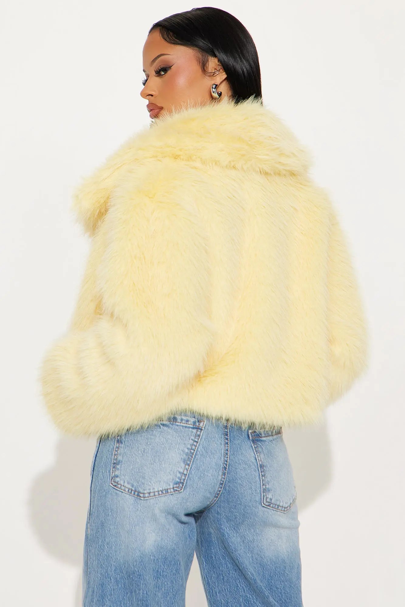 Full Of Charisma Faux Fur Cropped Coat - Butter Yellow 