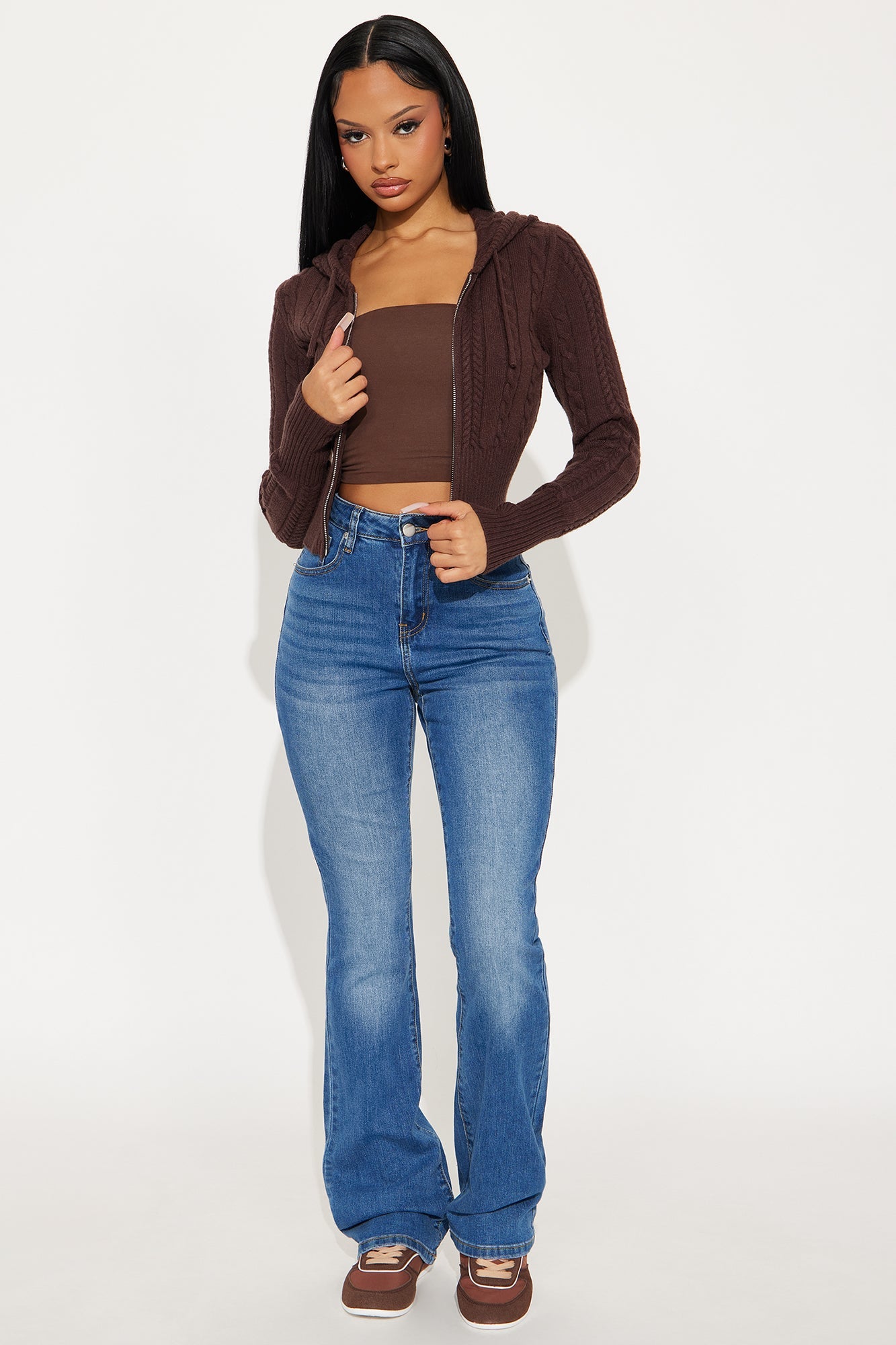 Everyday Thing Cable Knit Sweater - Chocolate