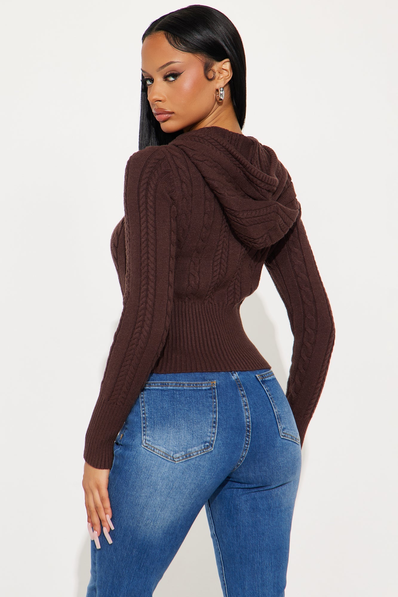 Everyday Thing Cable Knit Sweater - Chocolate