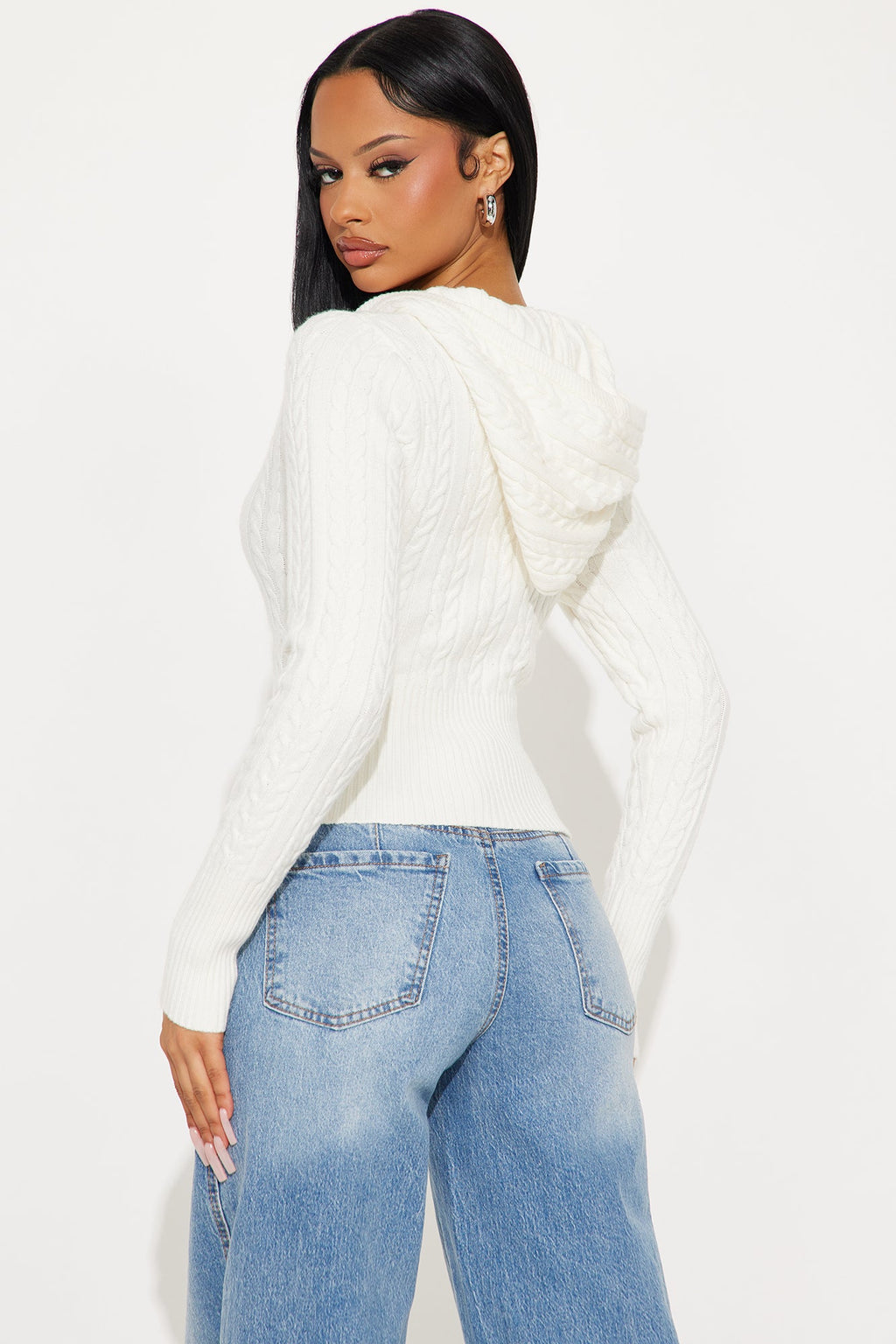 All Day Cable Knit Pullover Sweater - Cream
