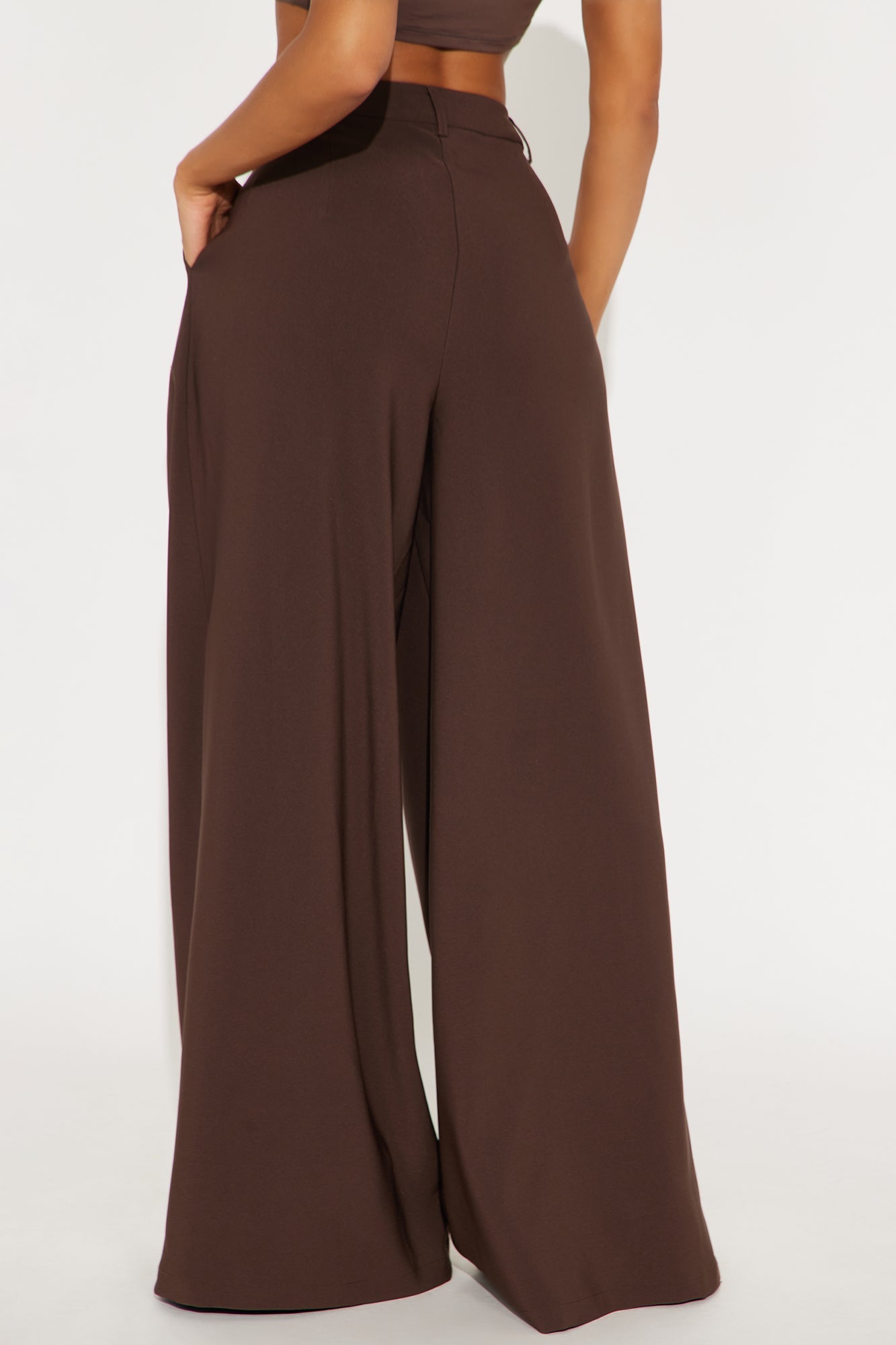 Karianna Crepe Woven Wide Leg Pant 33 - Chocolate