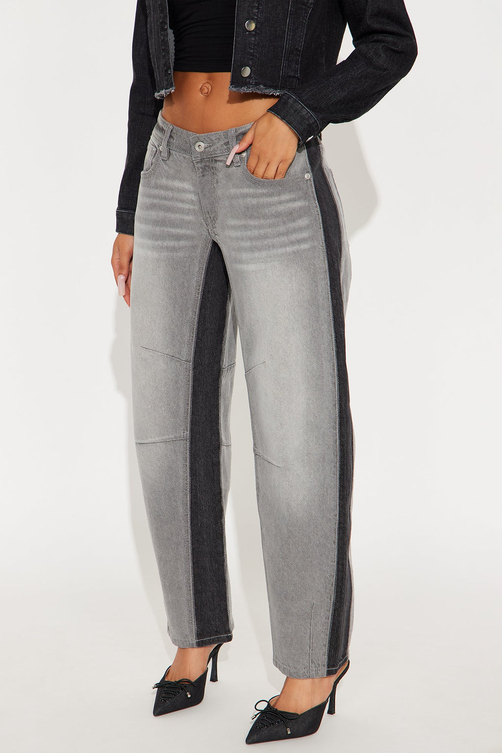Most Impressed Barrel Leg Jeans - Grey