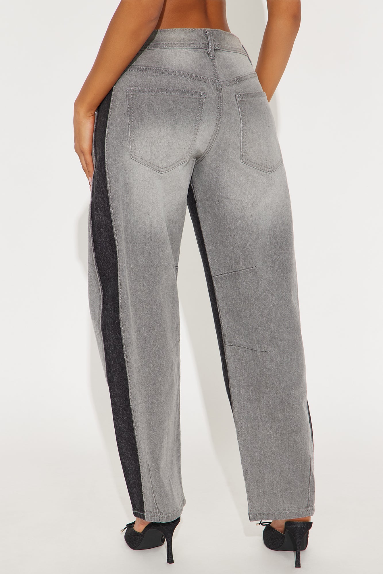 Most Impressed Barrel Leg Jeans - Grey