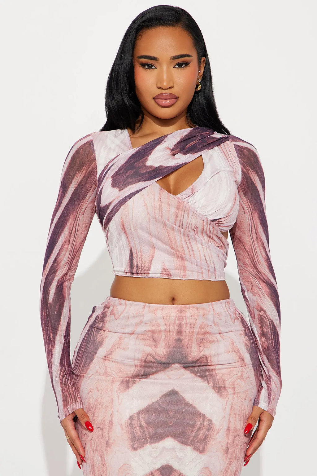 Mina Mesh Maxi Skirt Set - Neon Pink/combo 