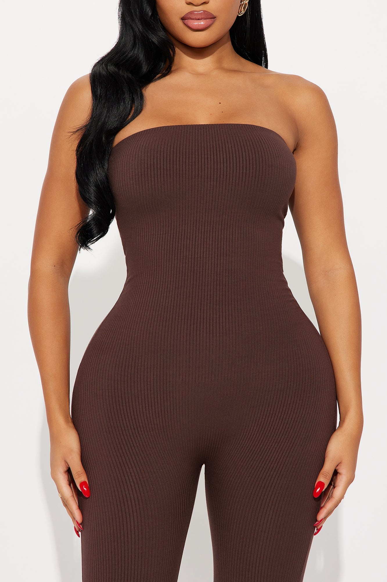 Jeanette Snatched Jumpsuit Set - Chocolate