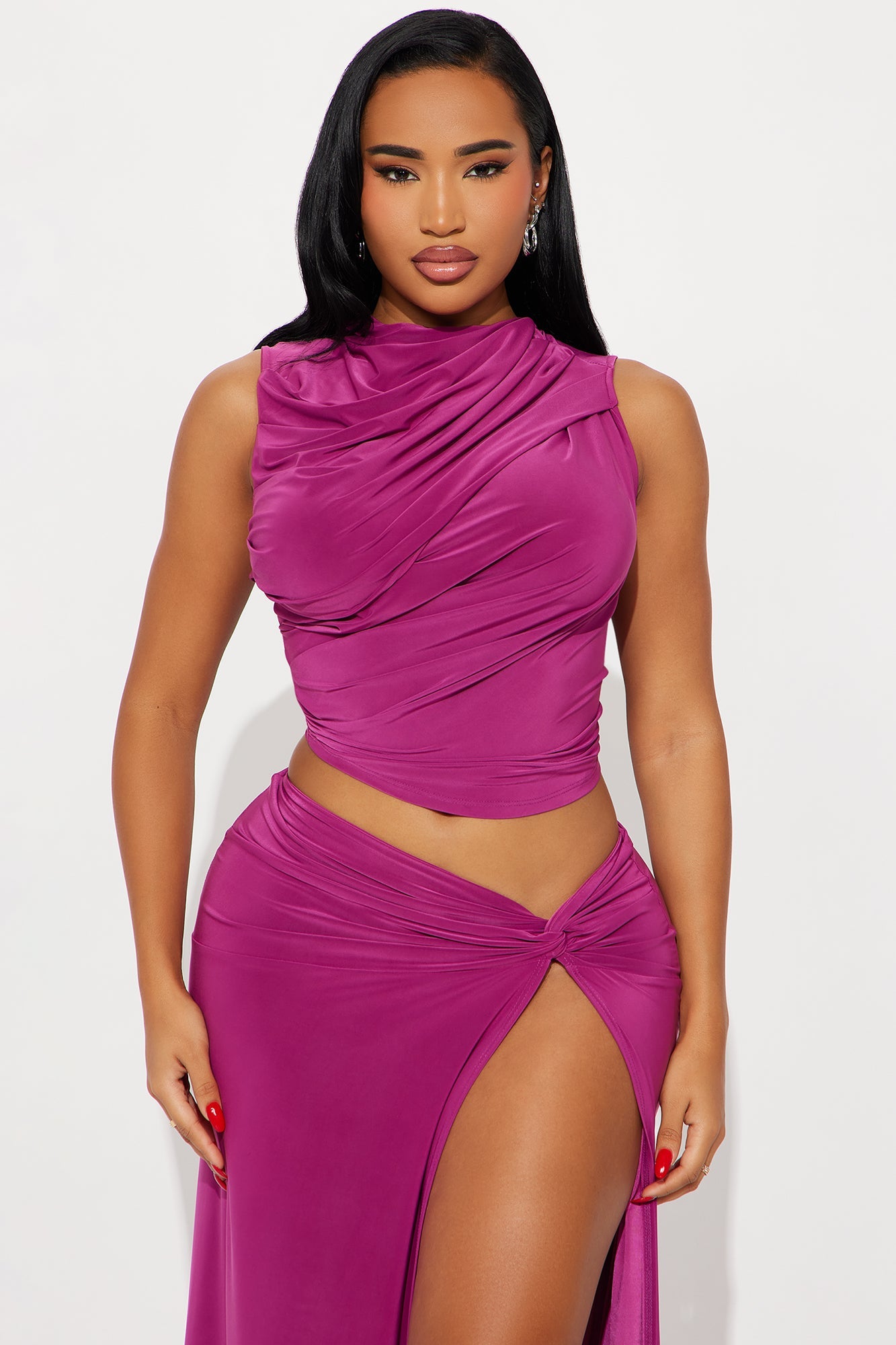 Sunset Spell Hooded Maxi Skirt Set - Magenta