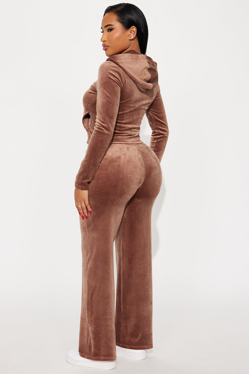 Along For The Ride Velour Pant Set - Brown