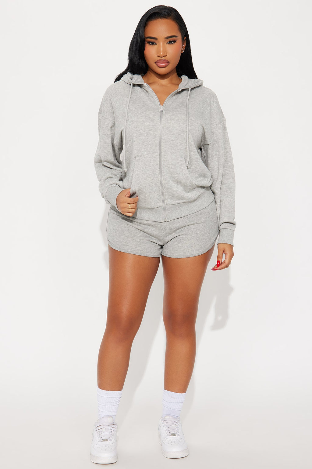 Melanie Zip Up Hoodie - Heather Grey