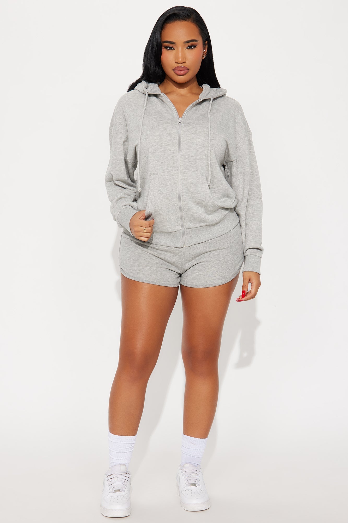 Melanie Zip Up Hoodie - Heather Grey
