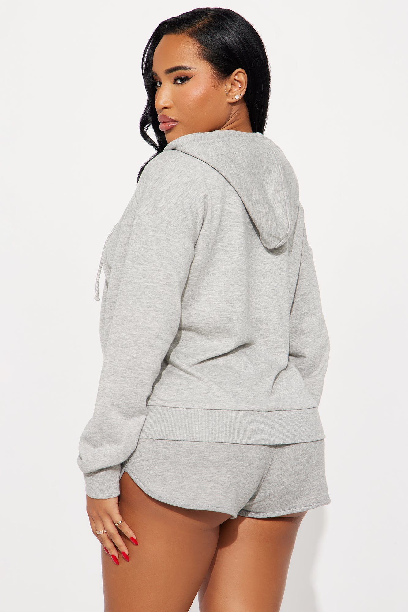 Melanie Zip Up Hoodie - Heather Grey