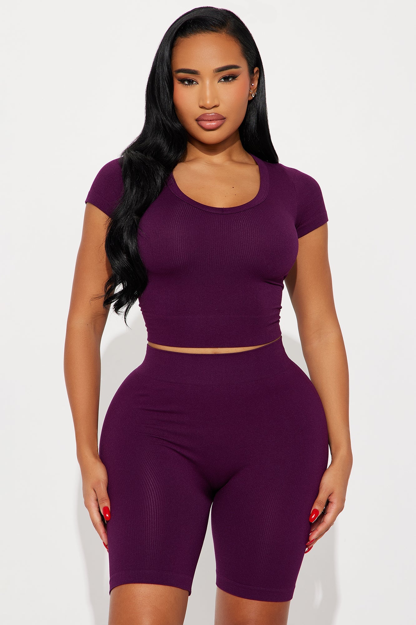 Alisa Seamless Short Set - Eggplant