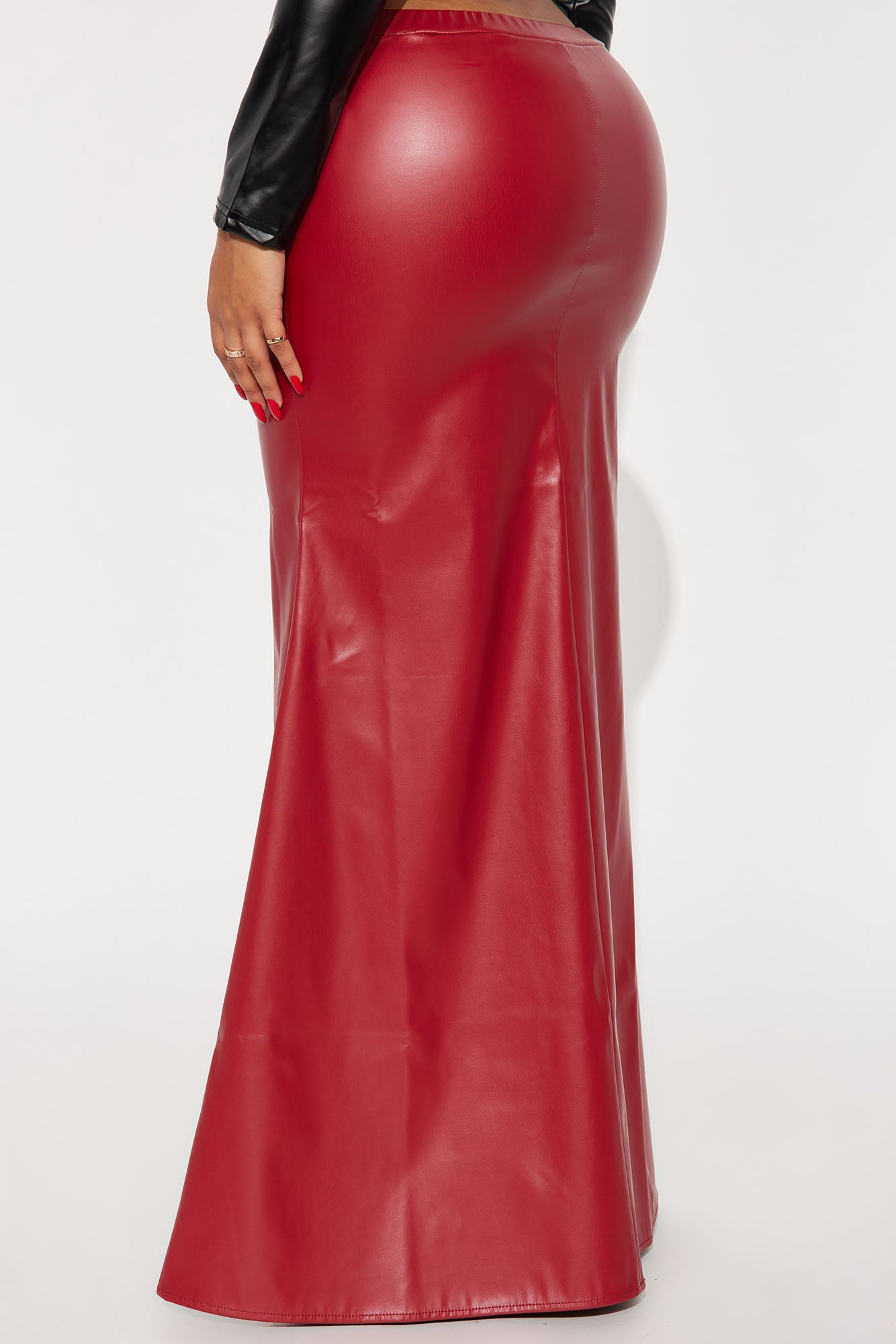 Show Me Love Faux Leather Mermaid Maxi Skirt - Red 