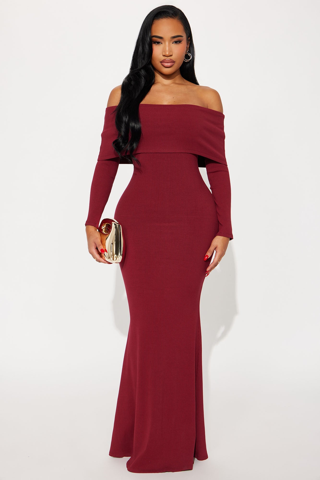 Nayeli Snatched Maxi Dress - Burgundy