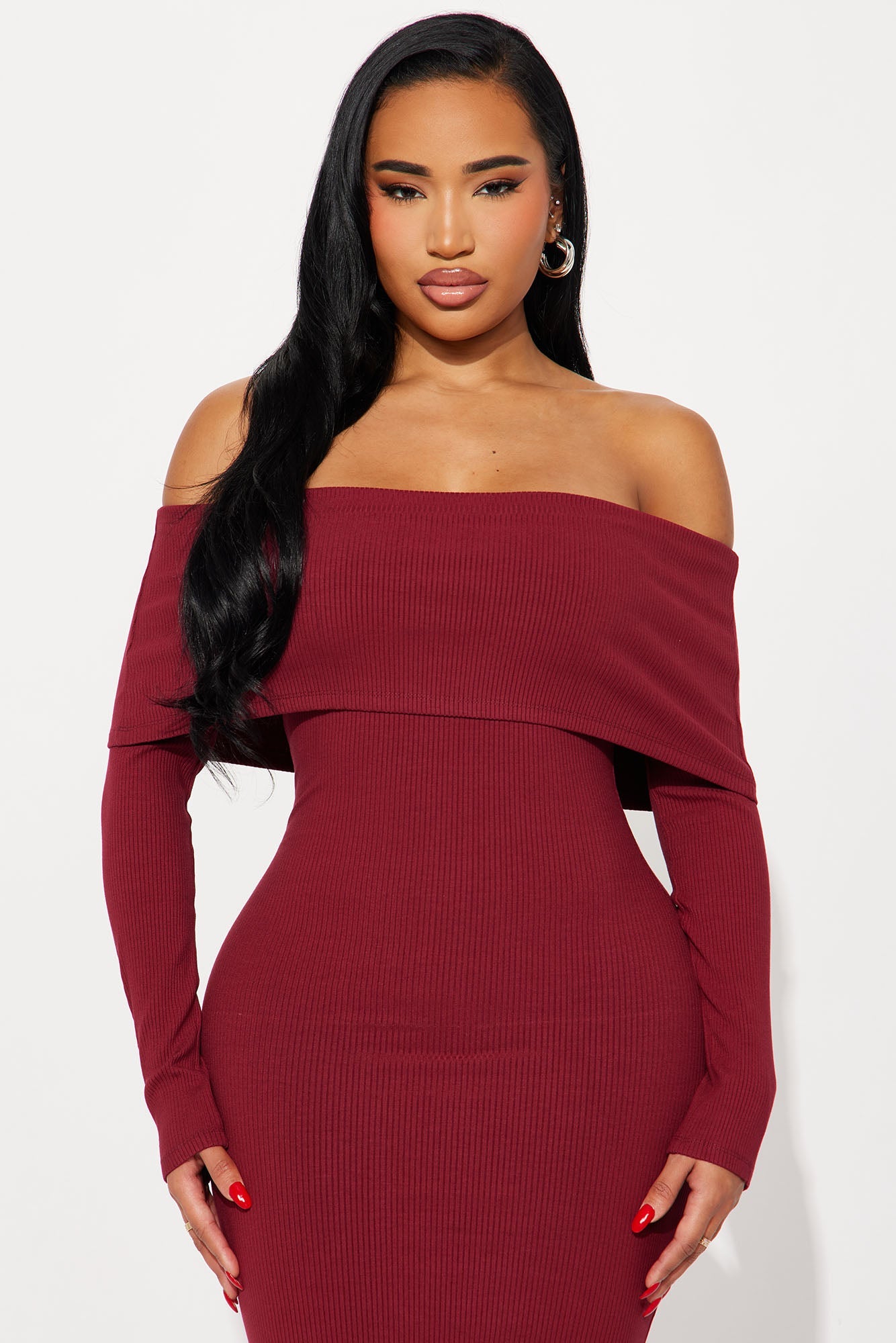 Nayeli Snatched Maxi Dress - Burgundy