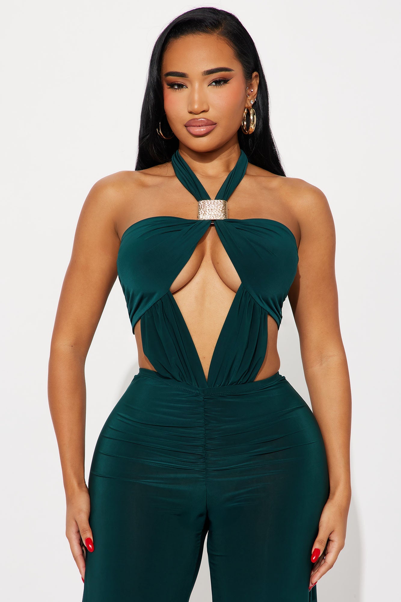 Untouchable Halter Wide Leg Jumpsuit - Hunter