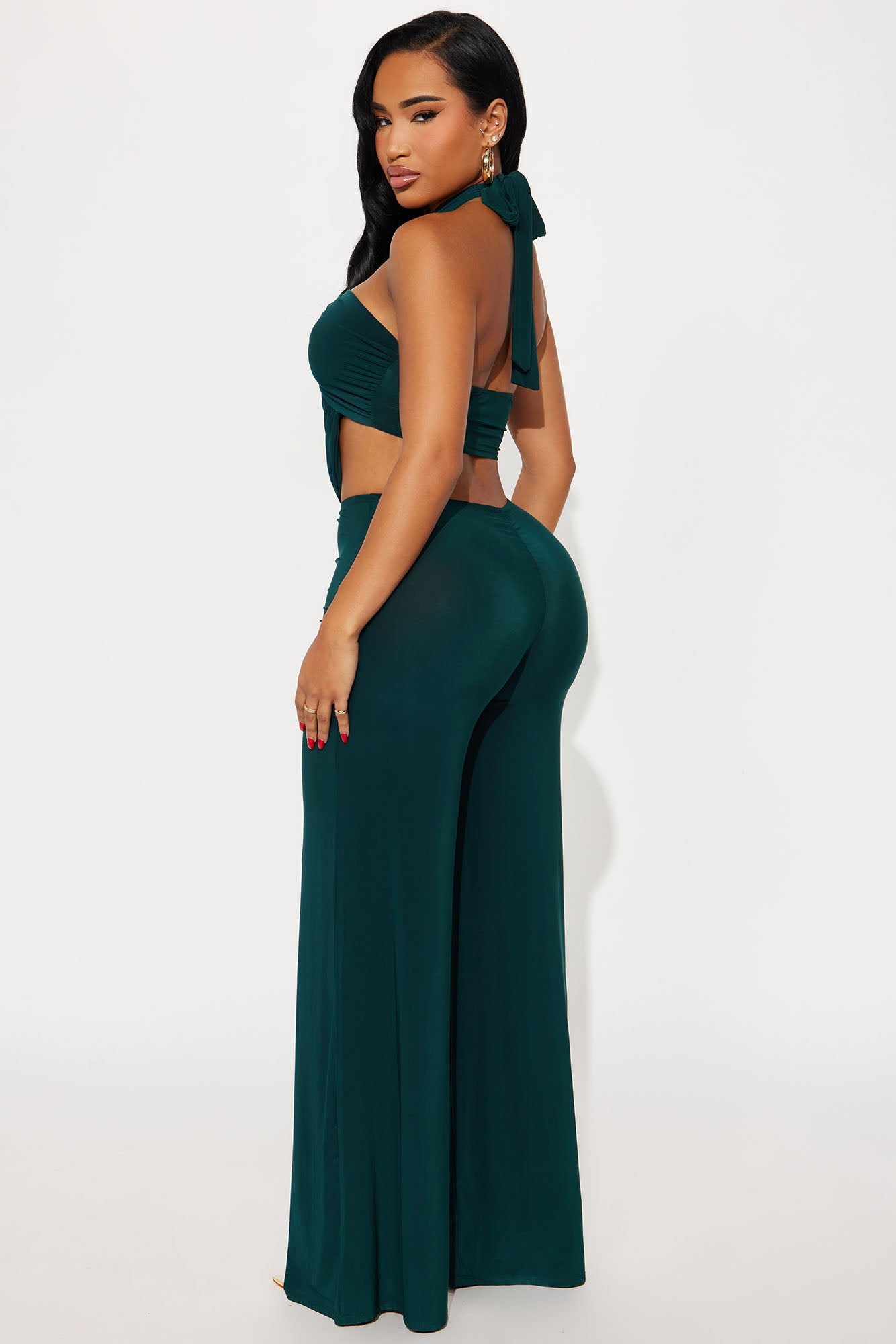 Untouchable Halter Wide Leg Jumpsuit - Hunter