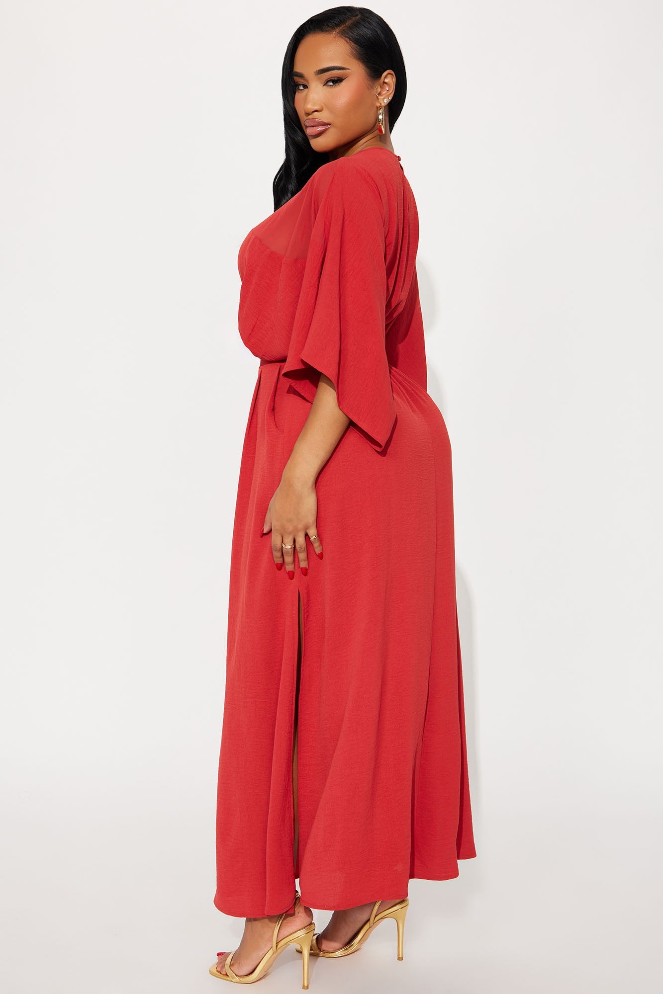 Tove Long Sleeve Maxi Dress  - Rust