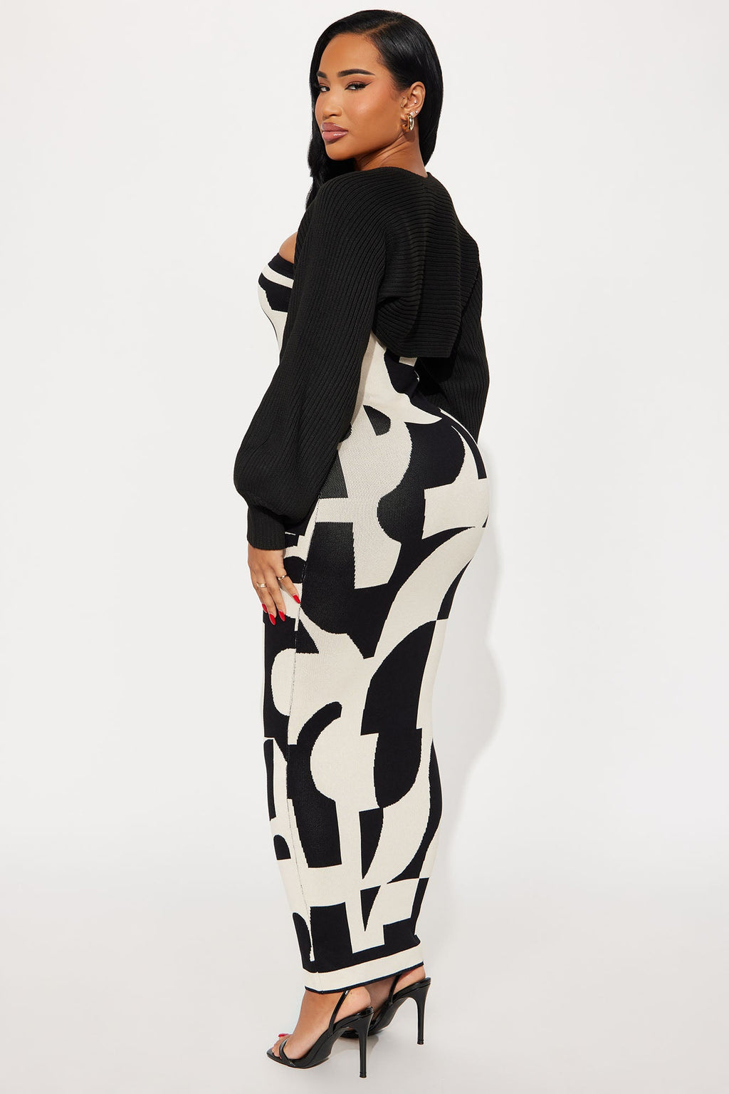 Chill Babe Sweater Maxi Dress Set - Black/combo
