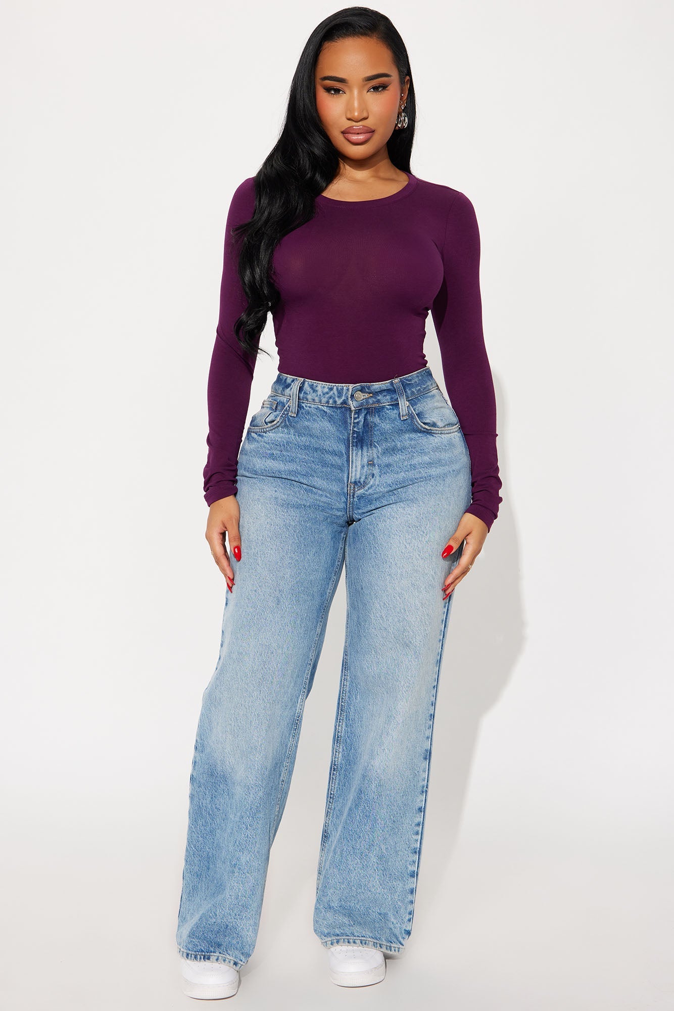 Julia Long Sleeve Top - Plum
