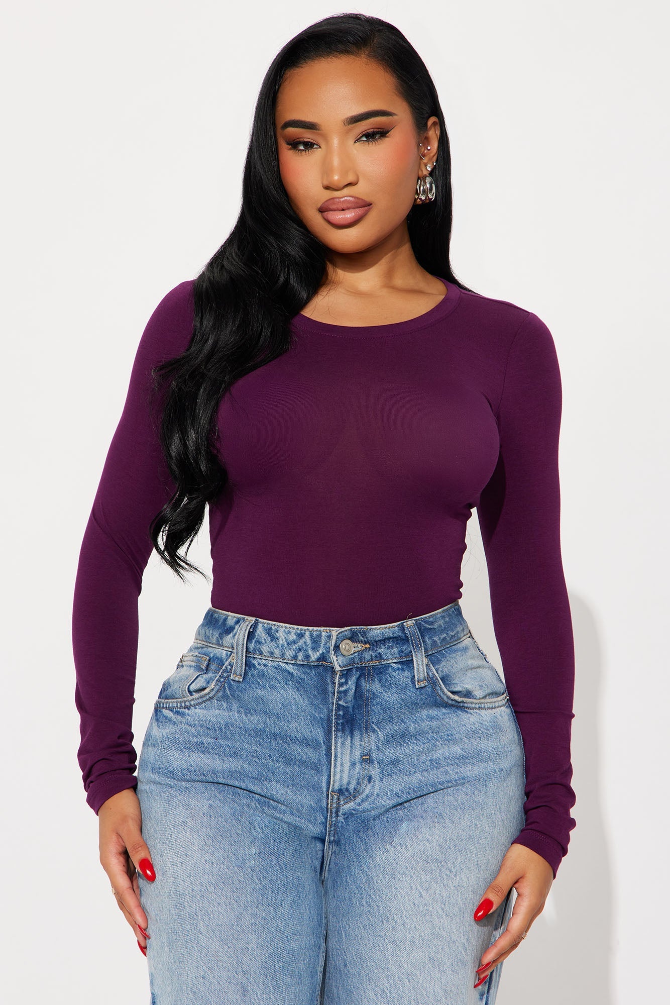 Julia Long Sleeve Top - Plum