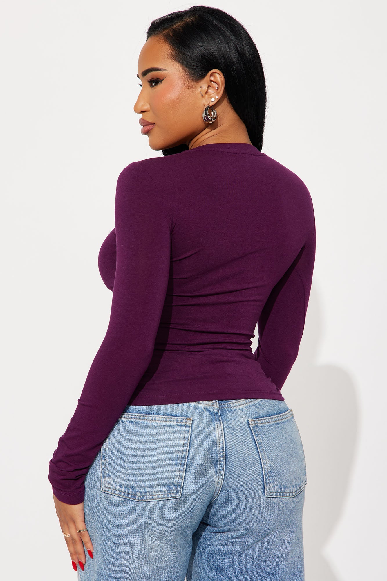 Julia Long Sleeve Top - Plum