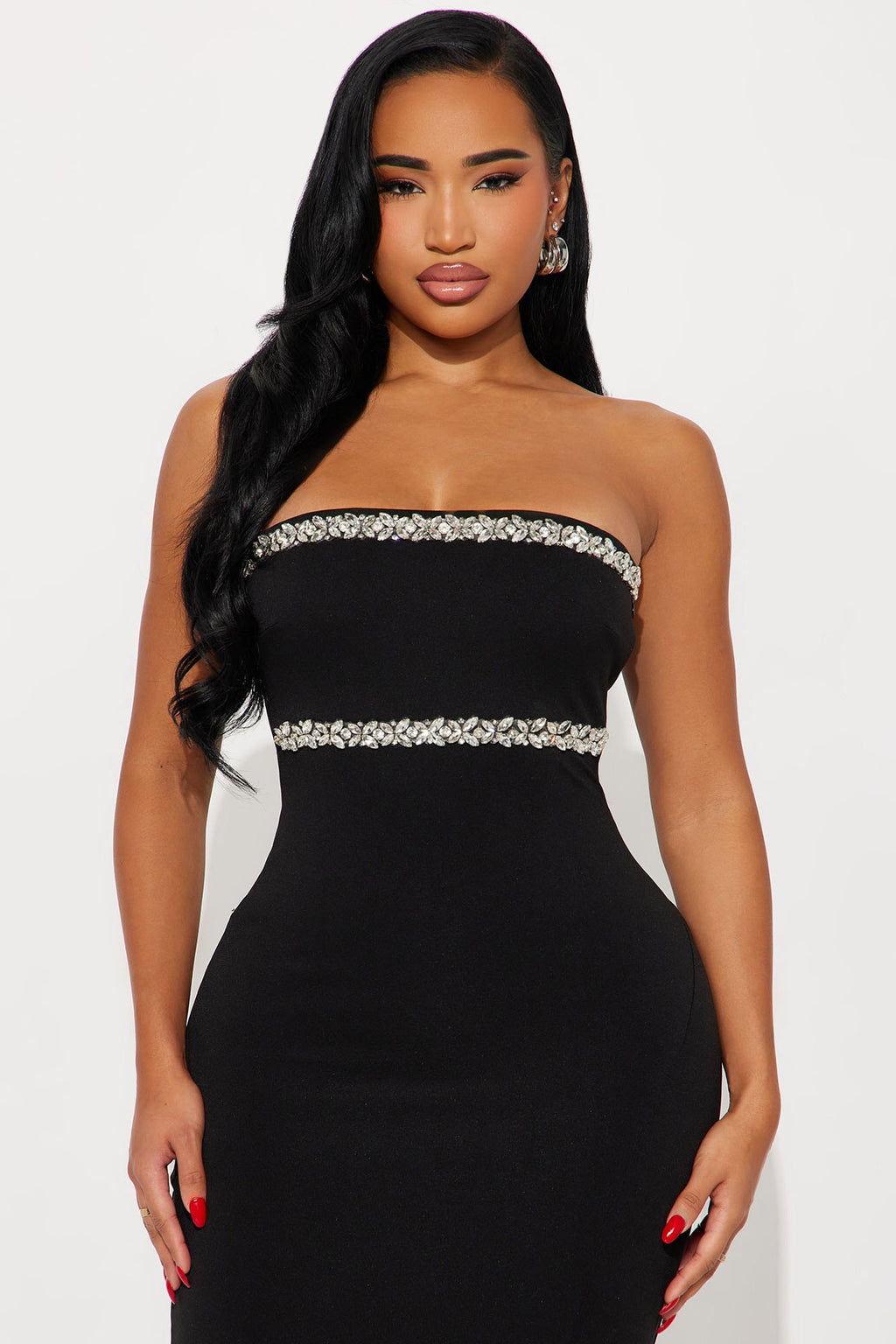 Diamond Drama Strapless Maxi Dress - Black