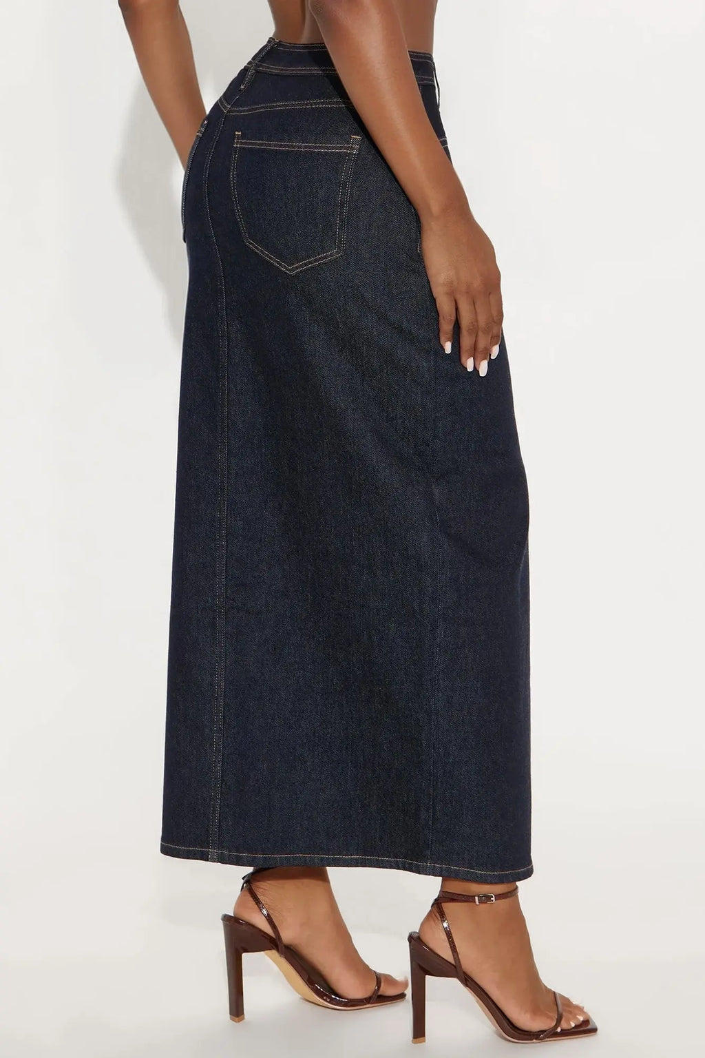 Hard To Handle Rinse Wash Denim Maxi Skirt - Rinse Blue Wash 