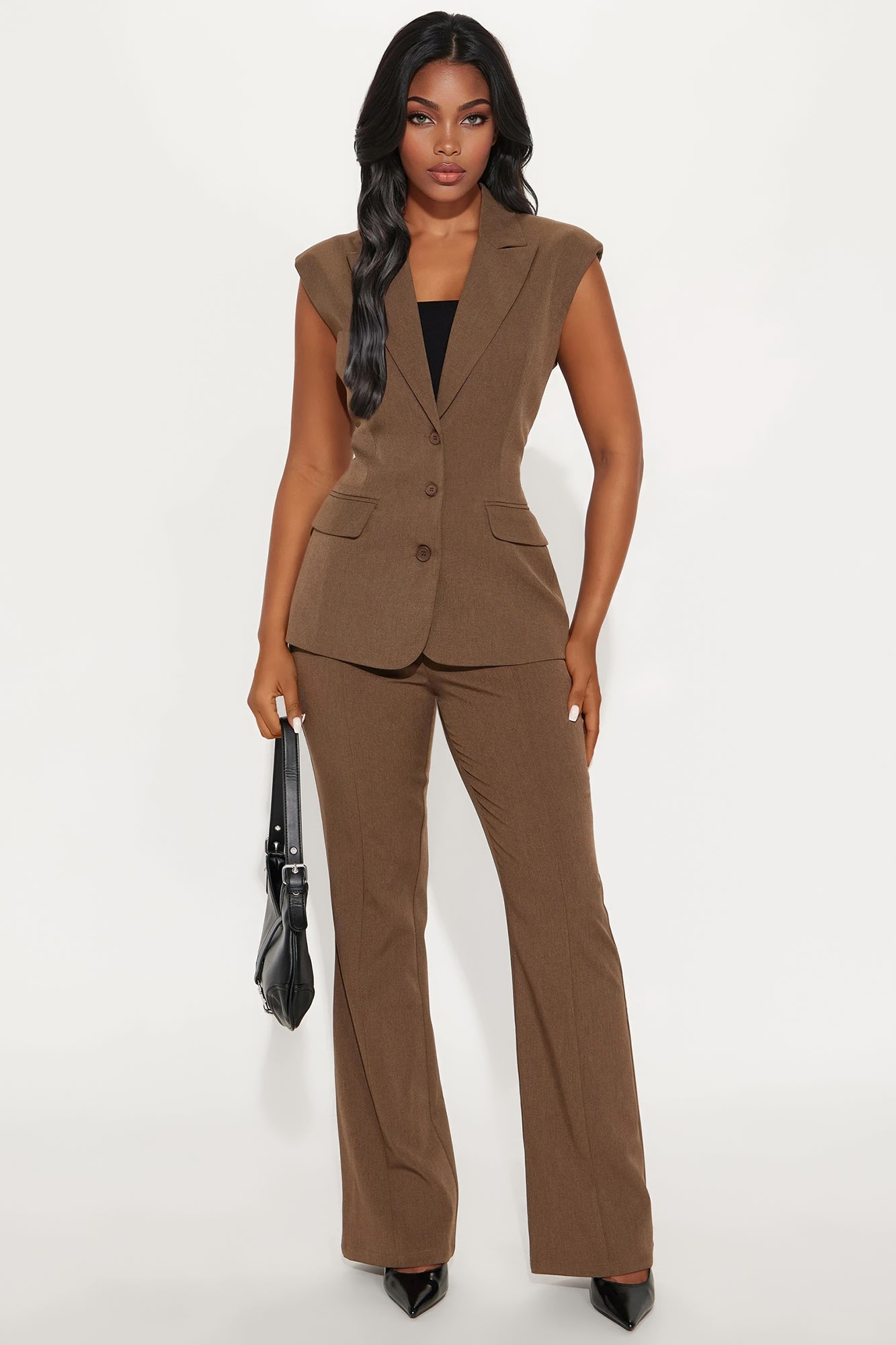 Minimal Effort Business Vest - Brown 