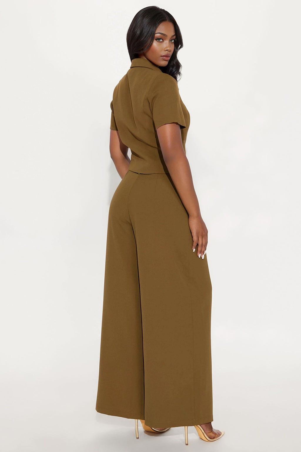 Mikayla Belted Pant Set - Olive 