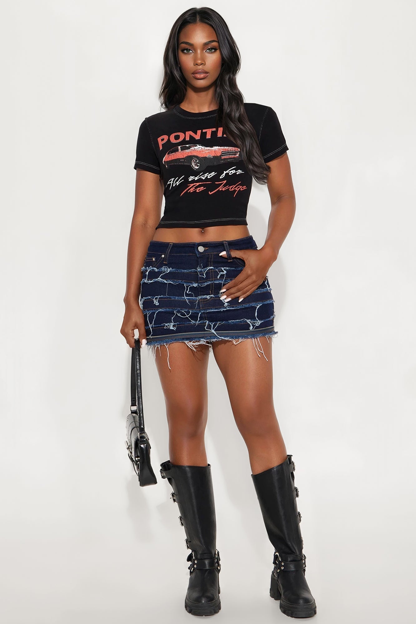Never Be Tamed Distressed Denim Micro Mini Skirt - Rinse Blue Wash