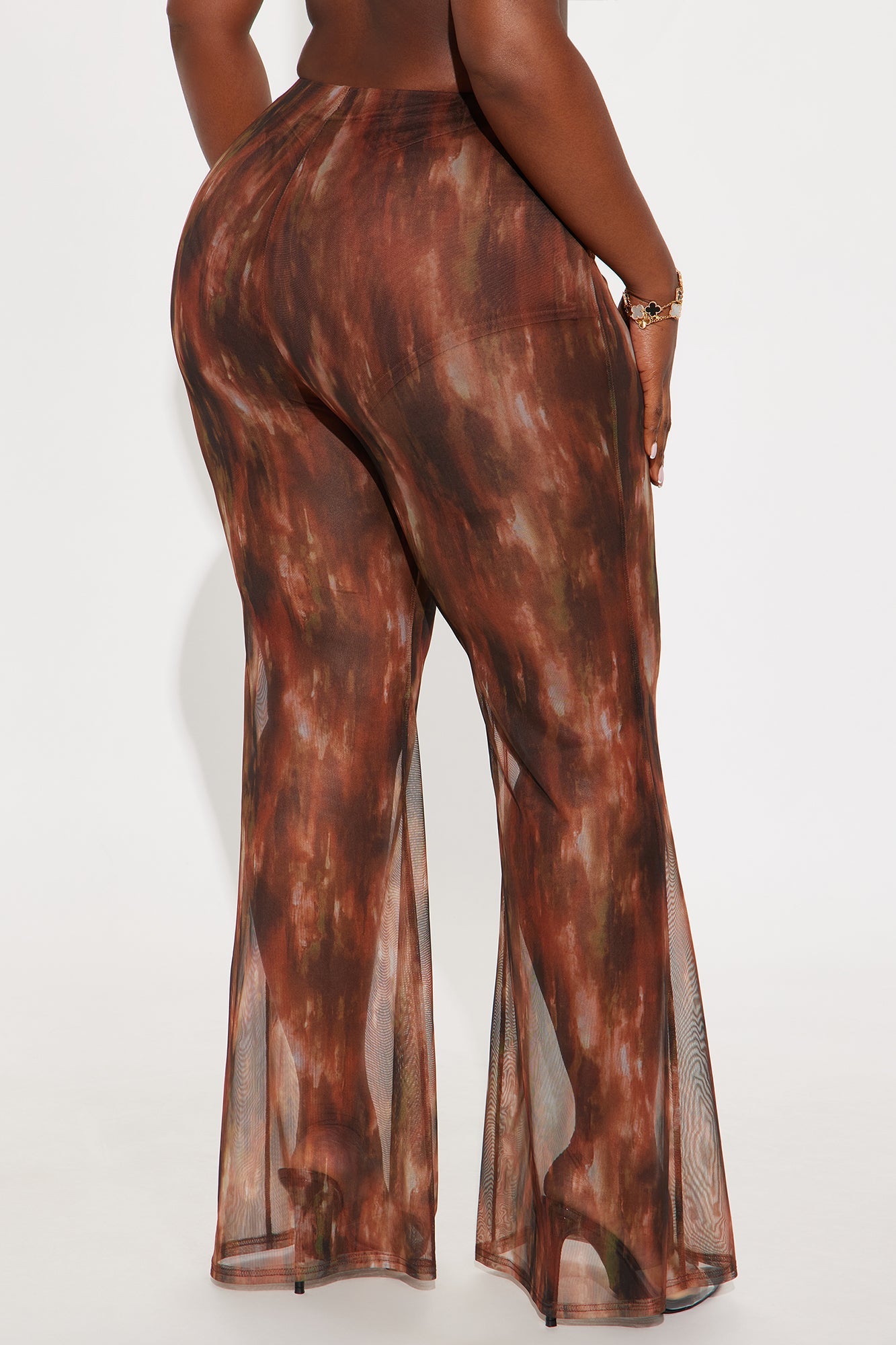 Janika Mesh High Rise Flare Pant 33 - Brown/combo