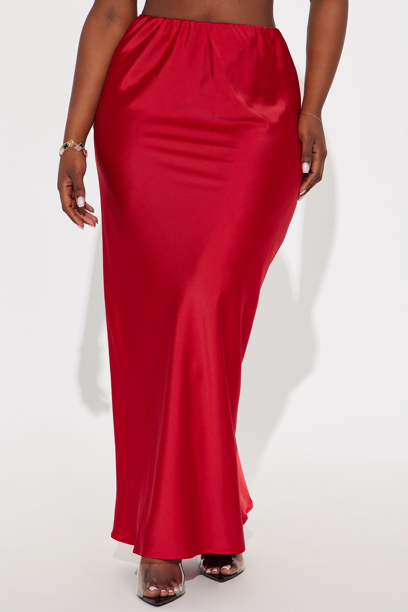 Brunch to GNO Satin Maxi Skirt - Red