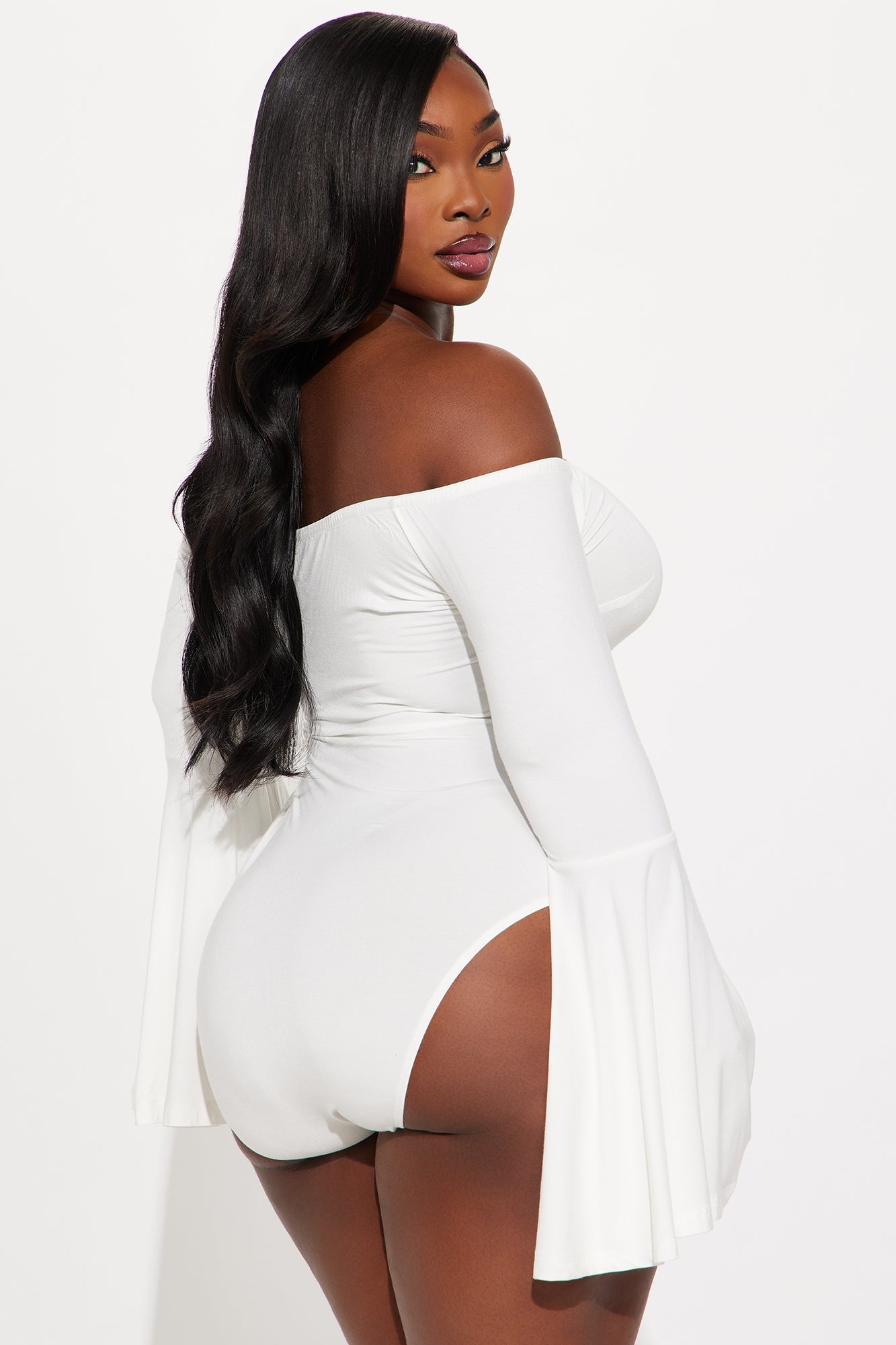 Shani Long Sleeve Off Shoulder Top - White