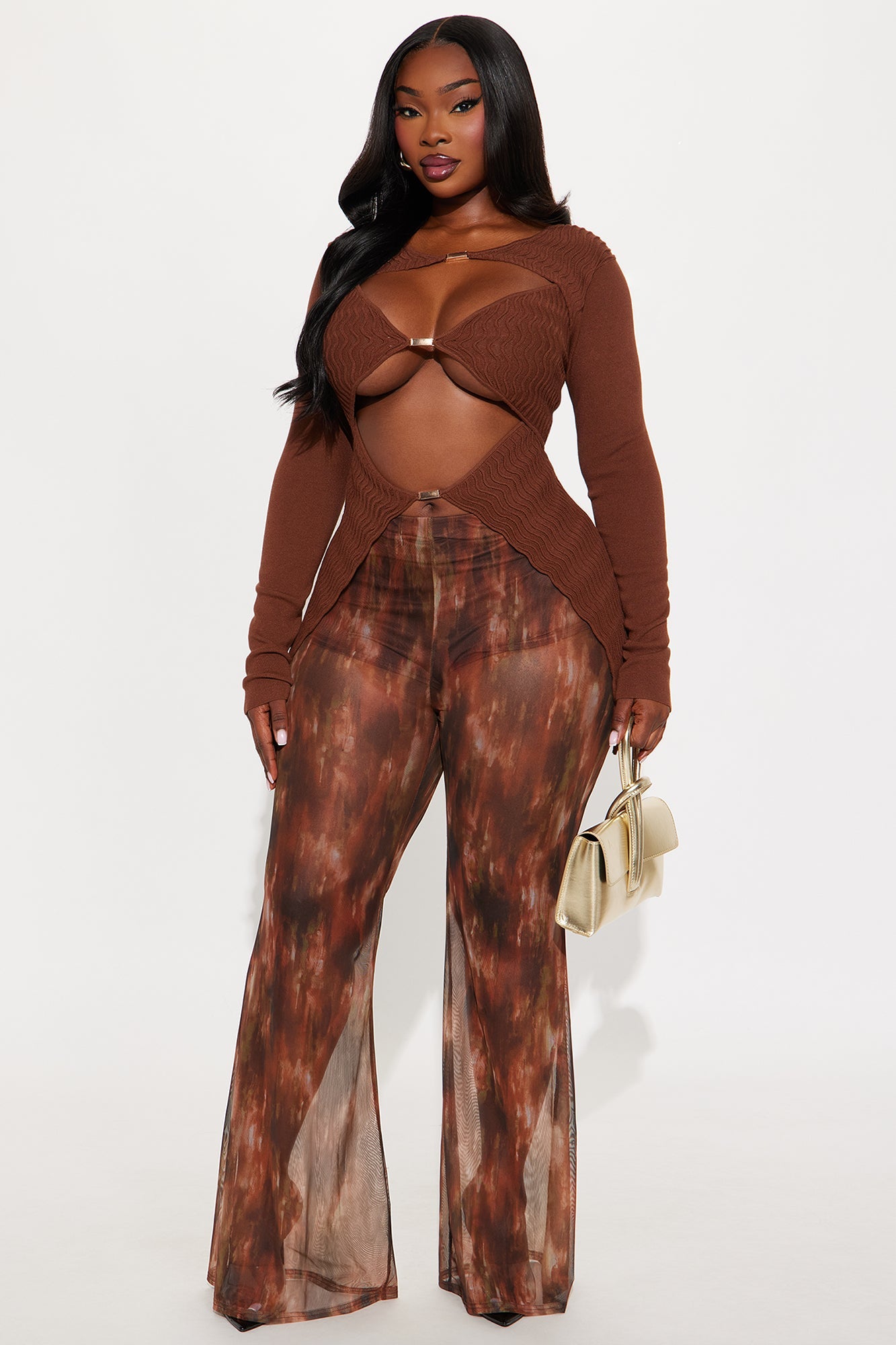 Come My Way Hardware Sweater Top - Chocolate