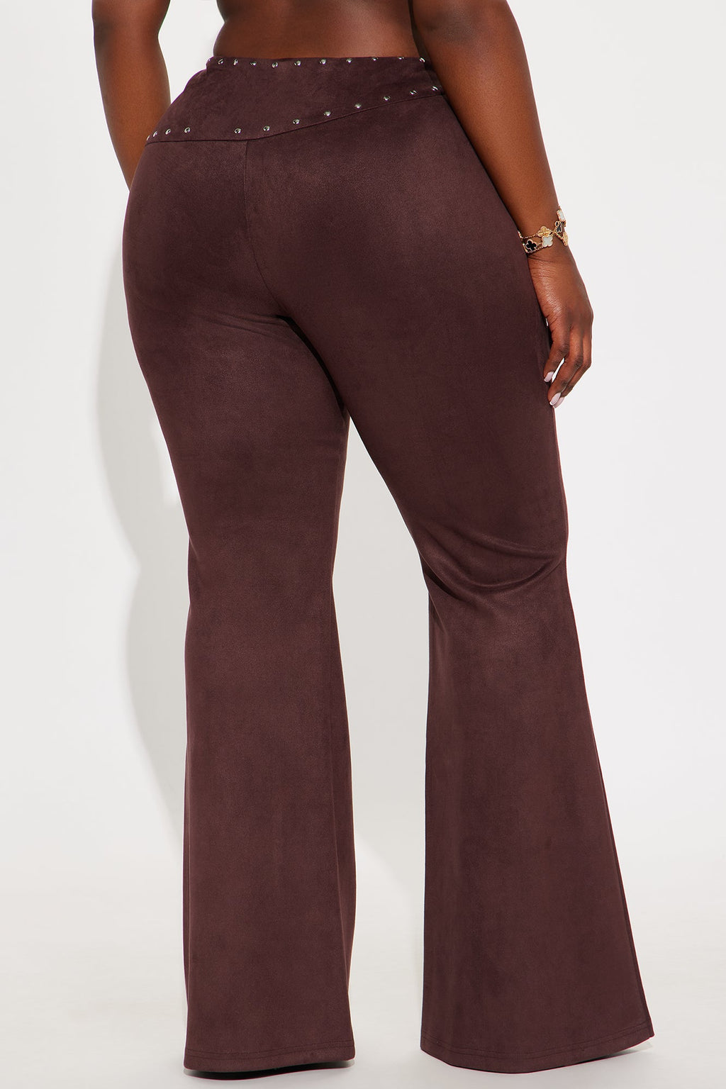 Round Em Up Faux Suede Flare Leg Pant 34 - Chocolate