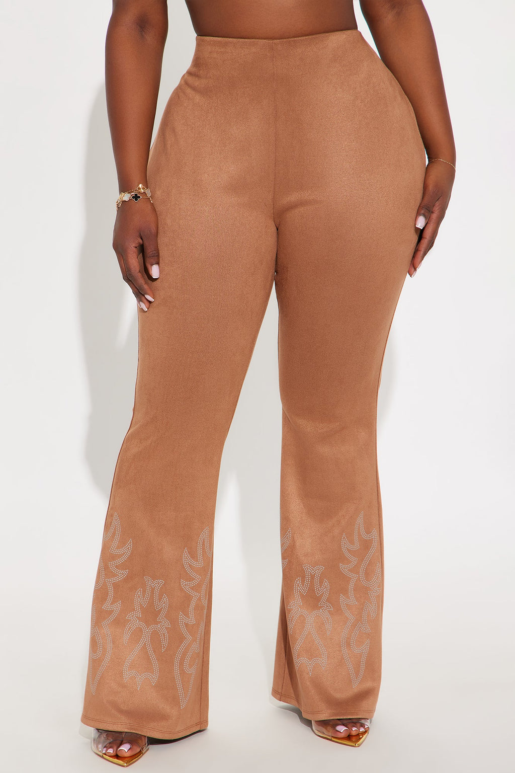 Southern Charm Faux Suede Flare Pant - Camel