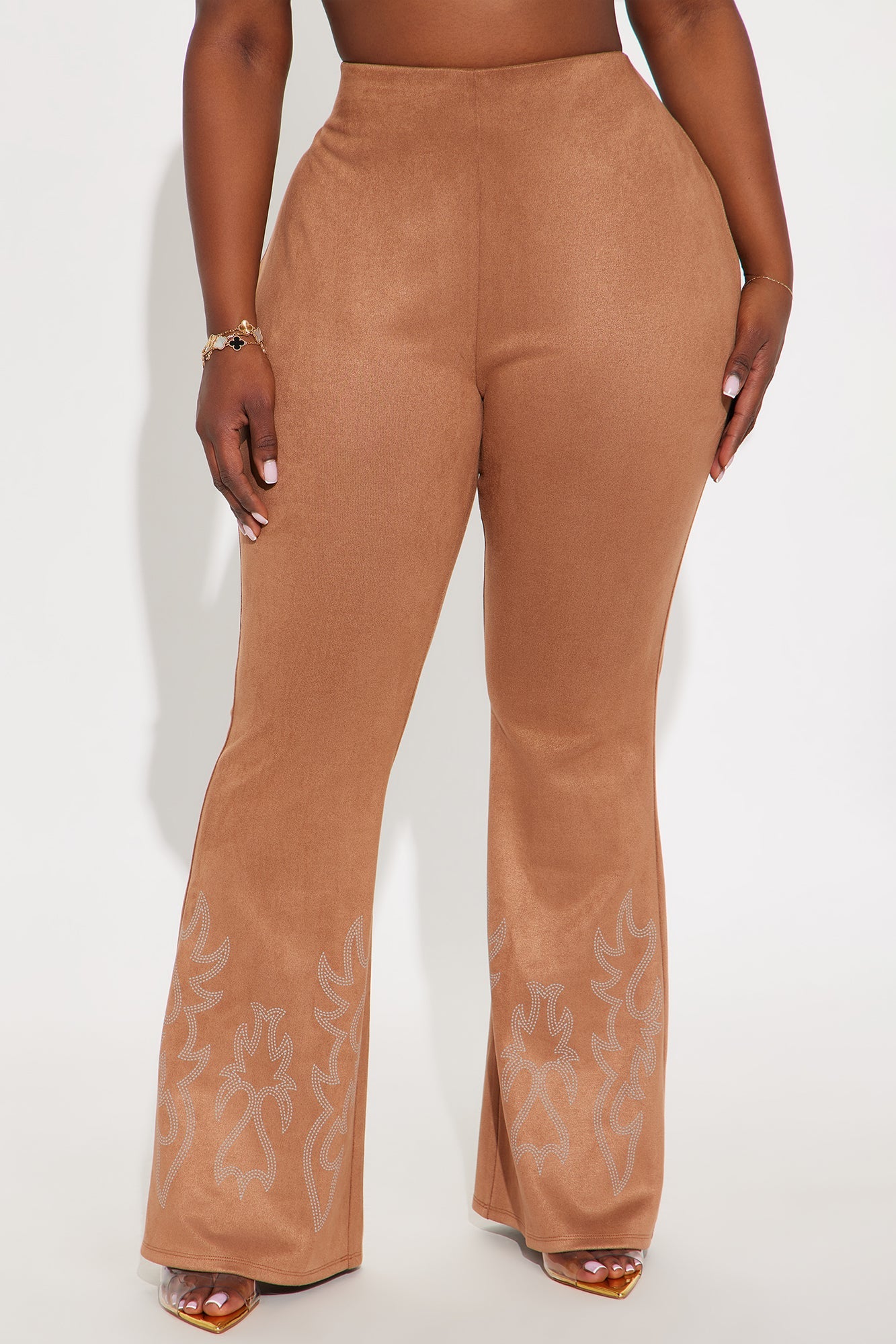 Southern Charm Faux Suede Flare Pant - Camel