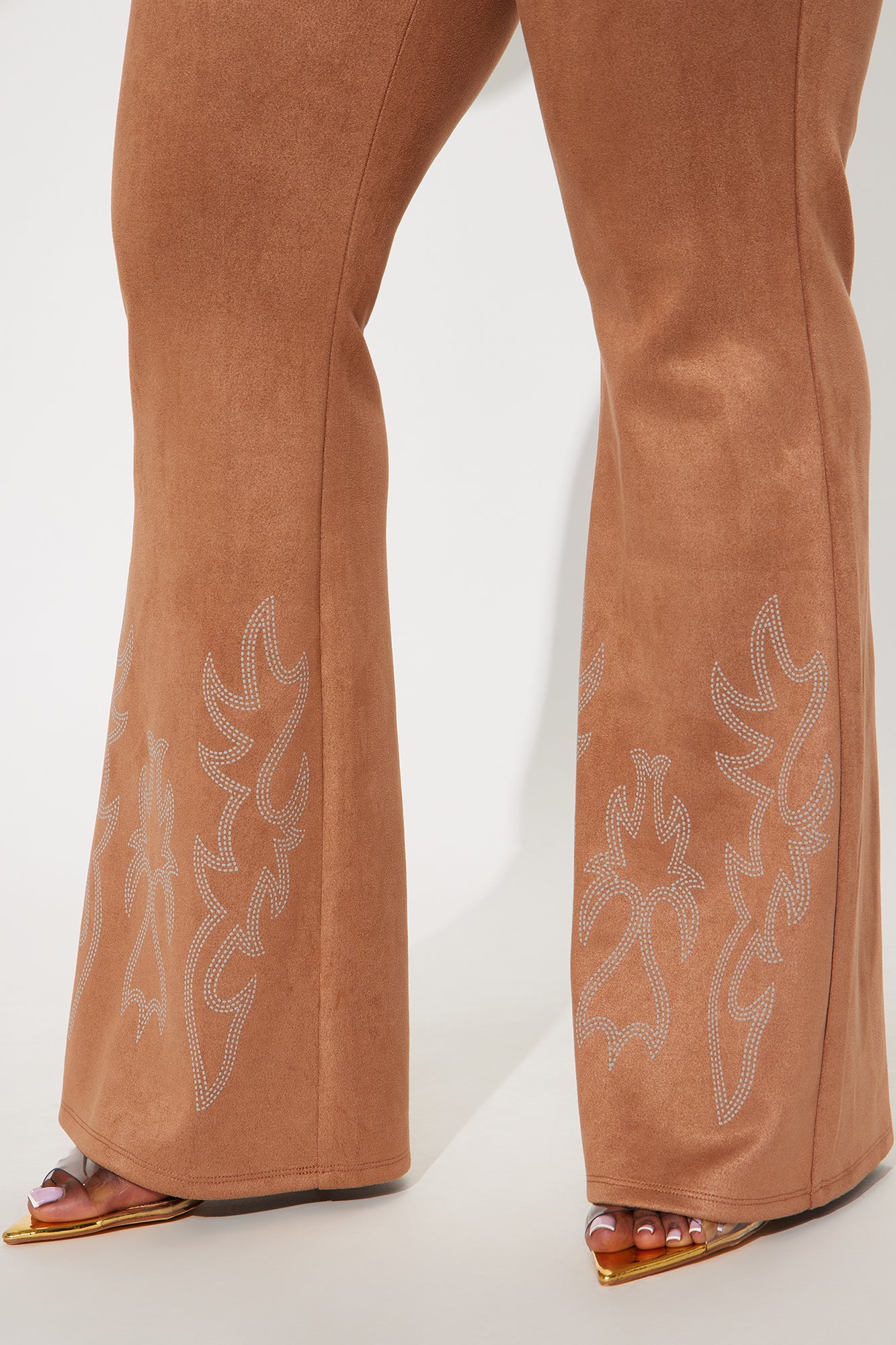 Southern Charm Faux Suede Flare Pant - Camel