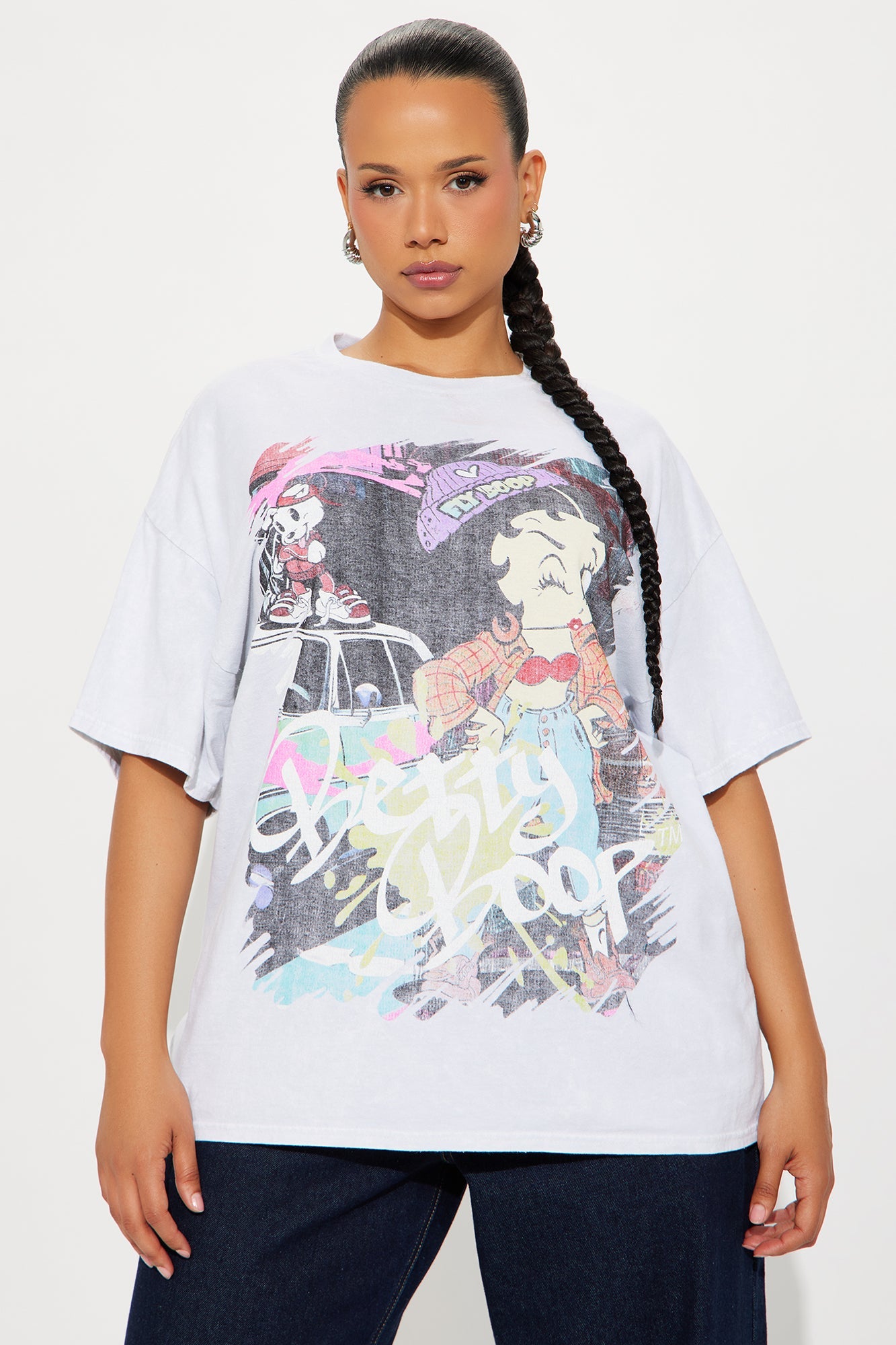 Betty Boop Chillin' Washed Tee - Grey Mineral Wash