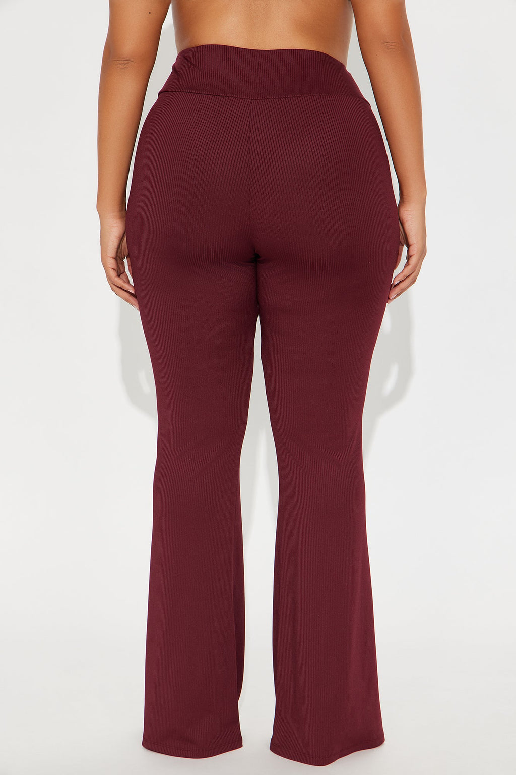 Amber Ribbed Flare Pant - Burgundy 