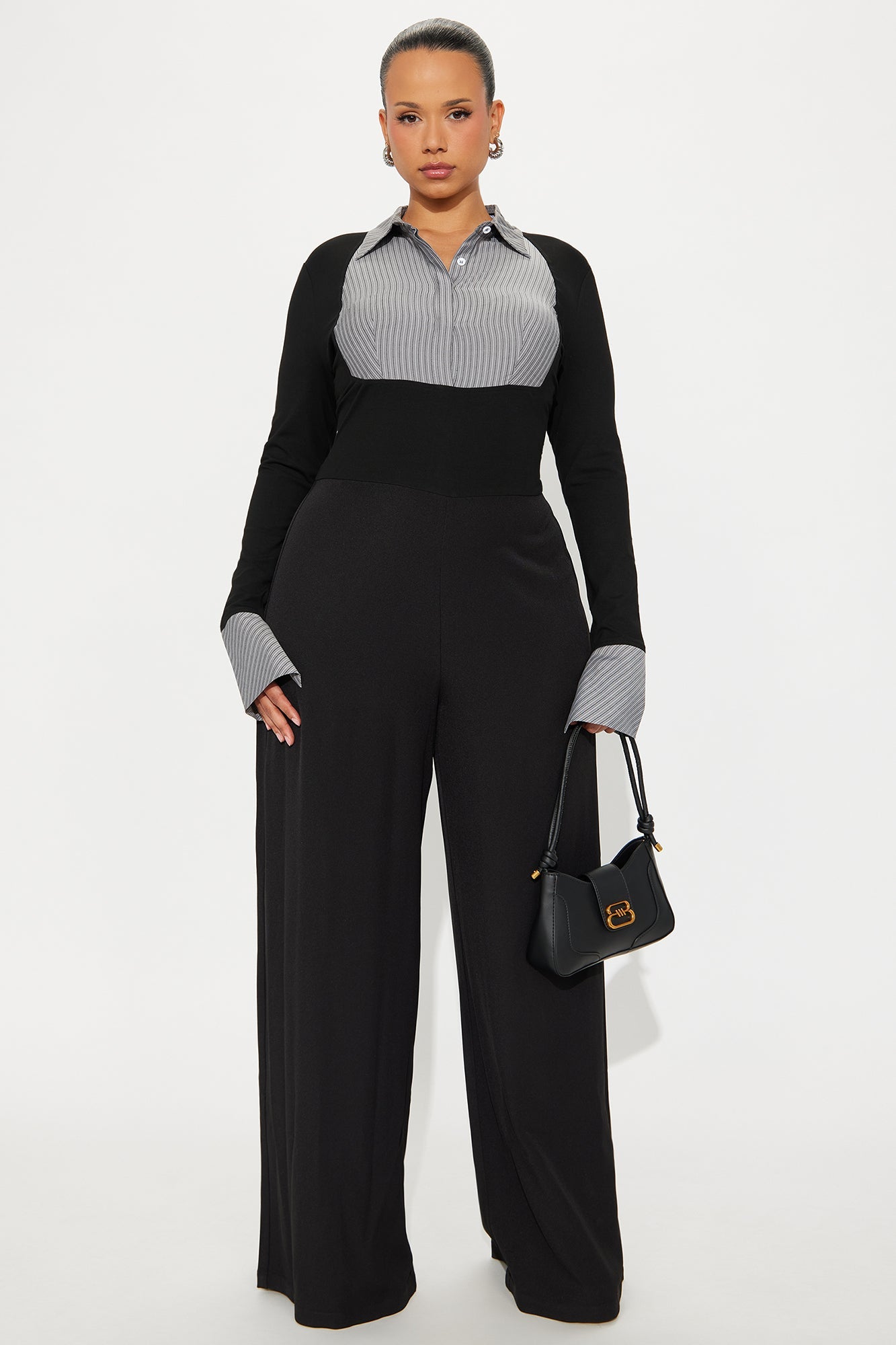 Lorena Wide Leg Jumpsuit - Grey/combo