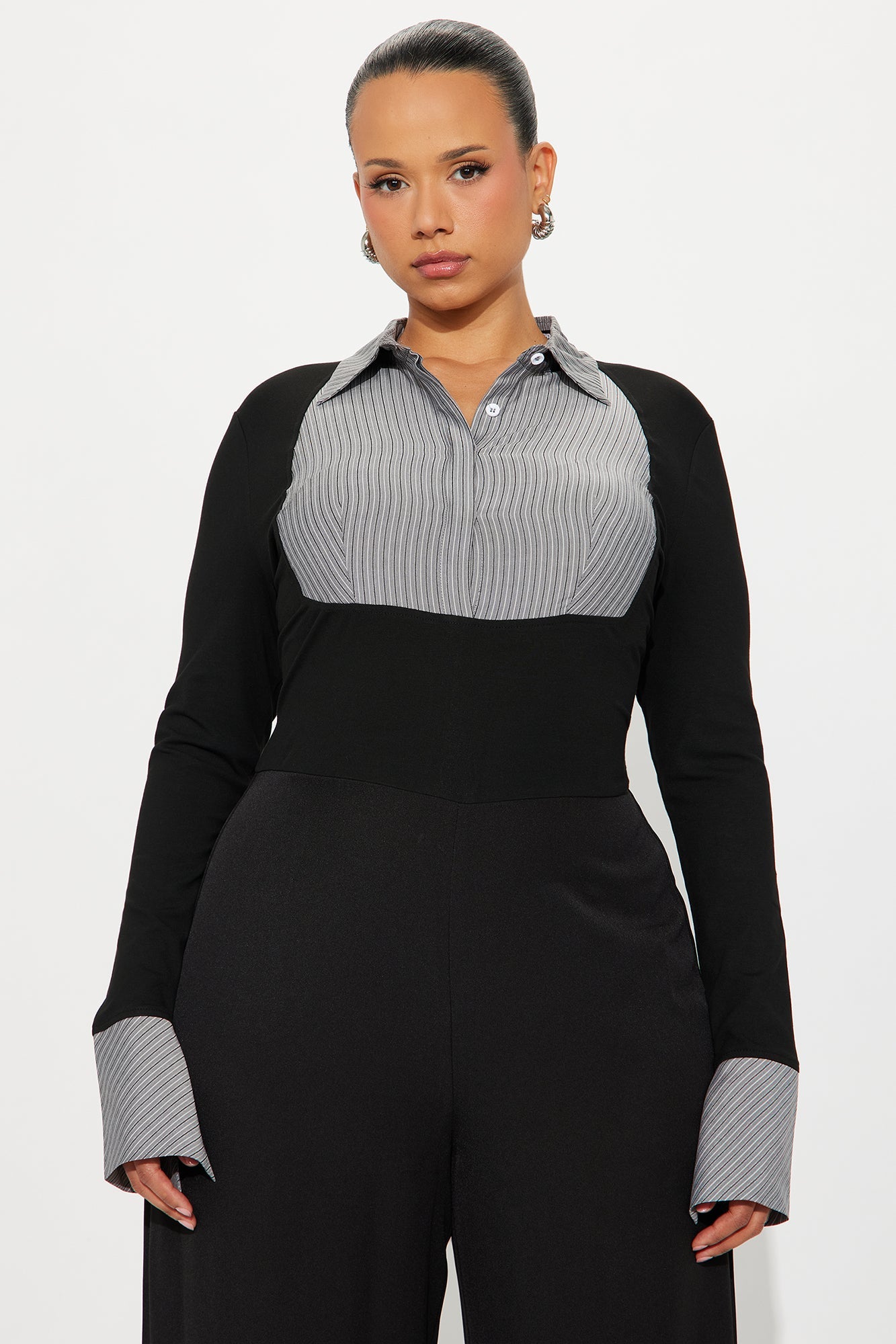 Lorena Wide Leg Jumpsuit - Grey/combo