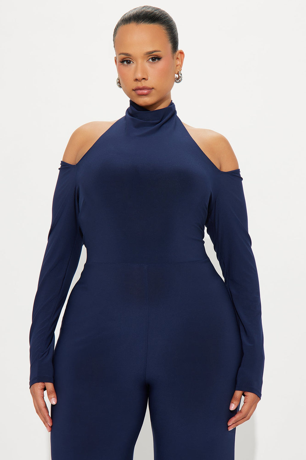 Sandra High Neck Wide Leg Jumpsuit - Navy