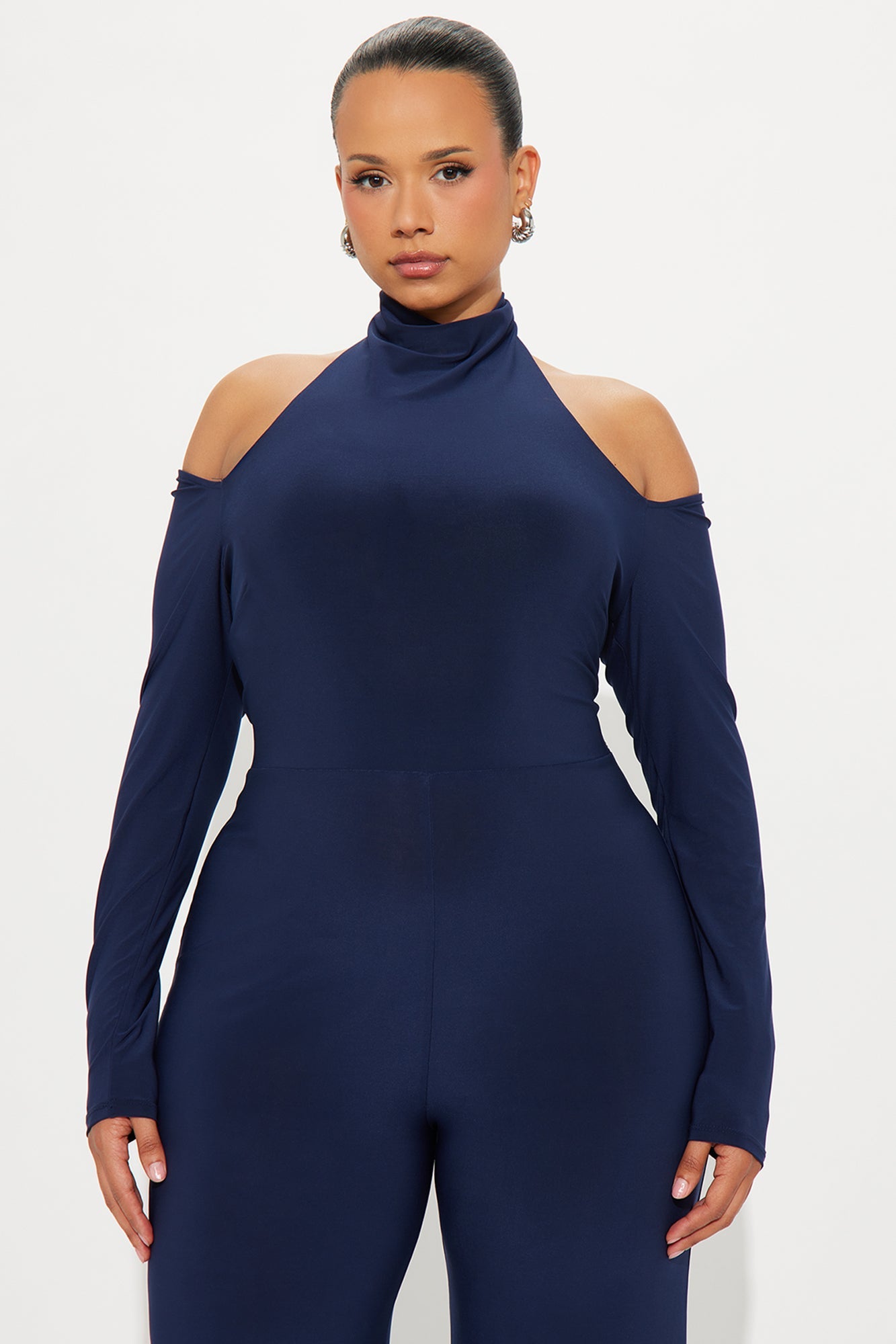 Sandra High Neck Wide Leg Jumpsuit - Navy
