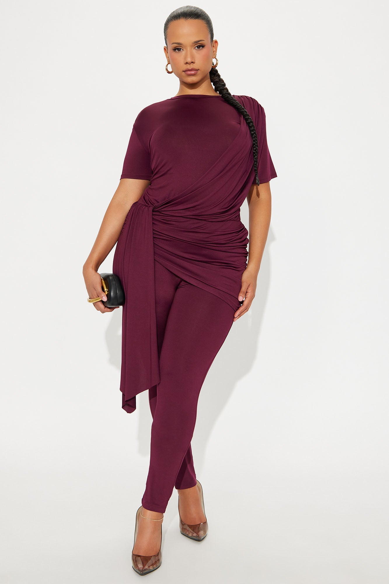 Crush Hour Skinny Leg Jumpsuit - Wine