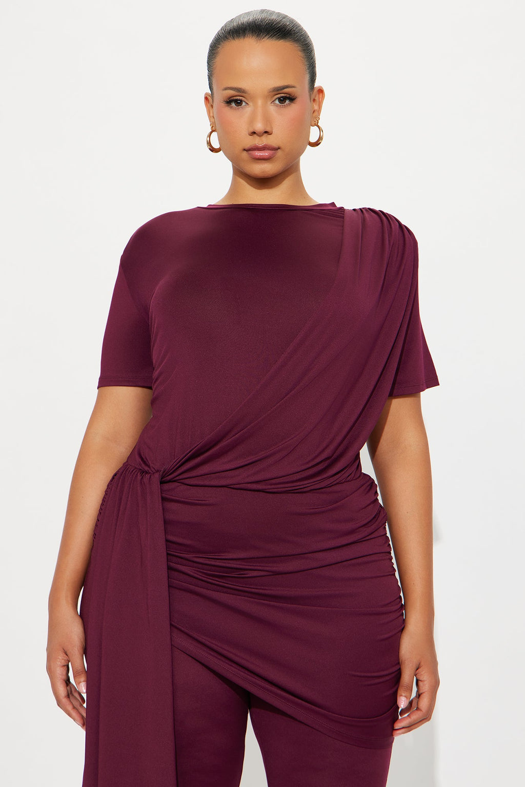 Crush Hour Skinny Leg Jumpsuit - Wine