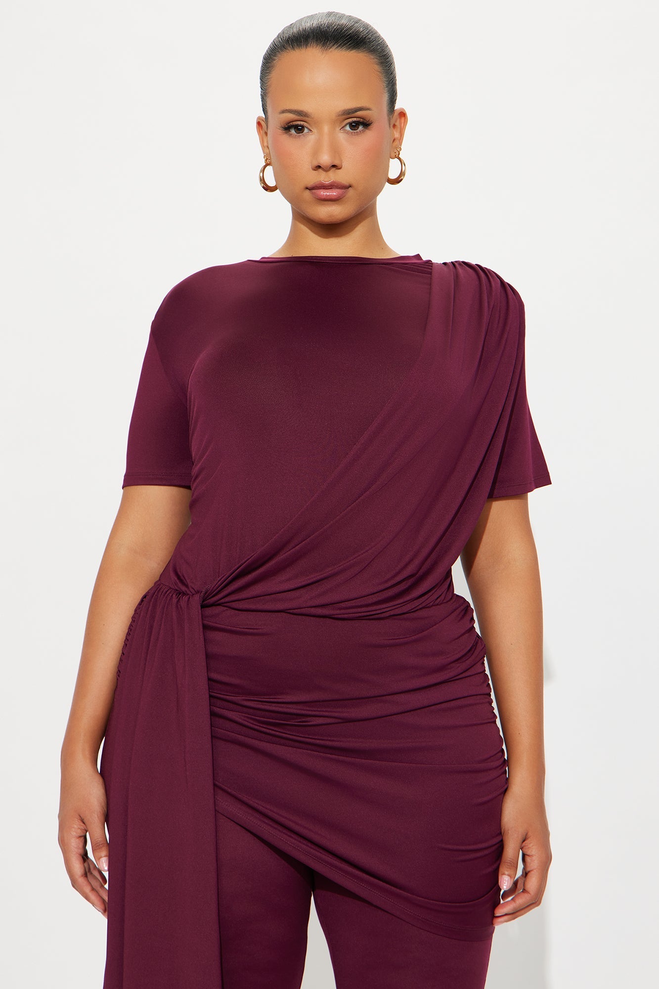 Crush Hour Skinny Leg Jumpsuit - Wine