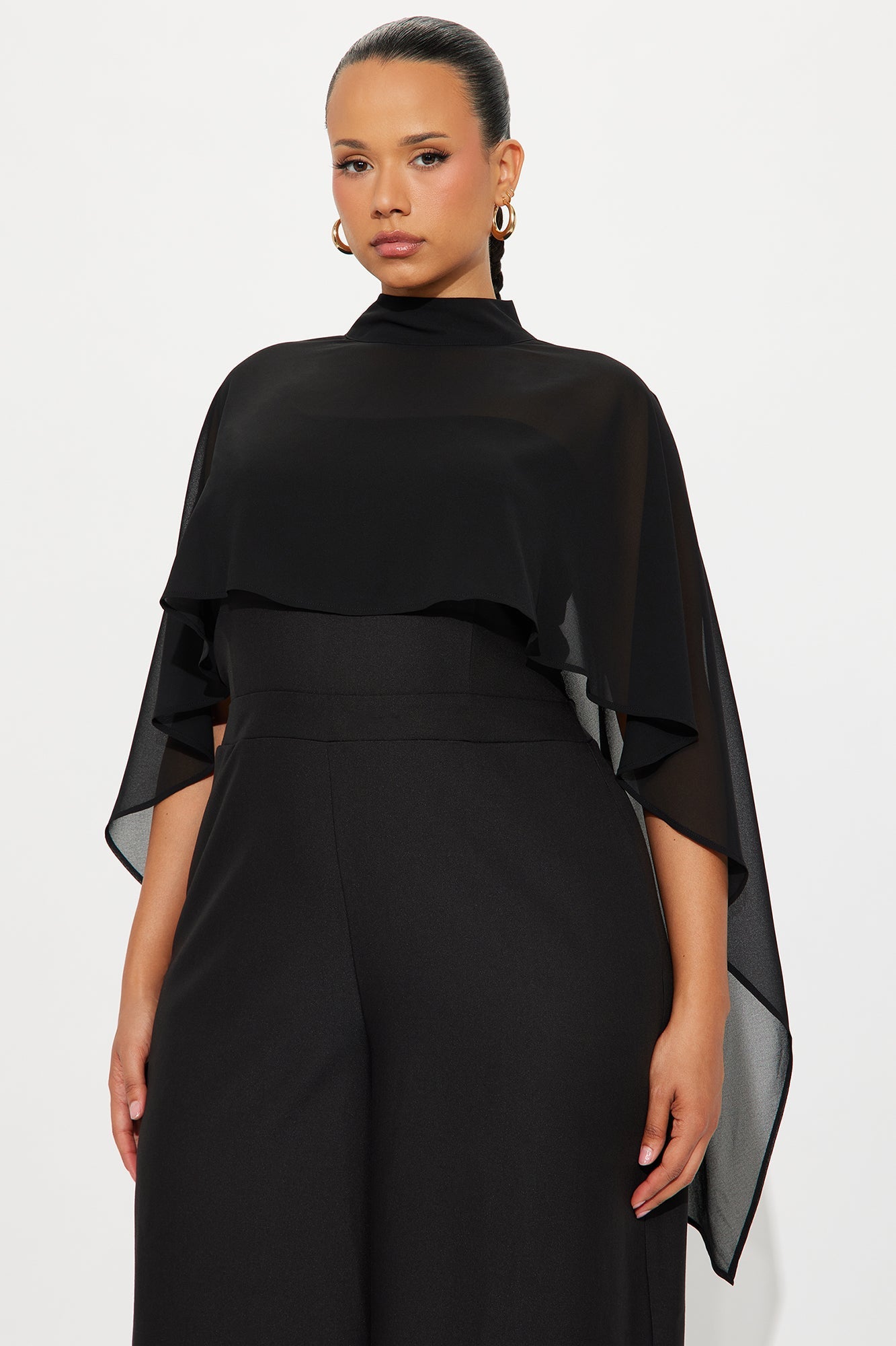 Alessia Cape Wide Leg Jumpsuit Set - Black
