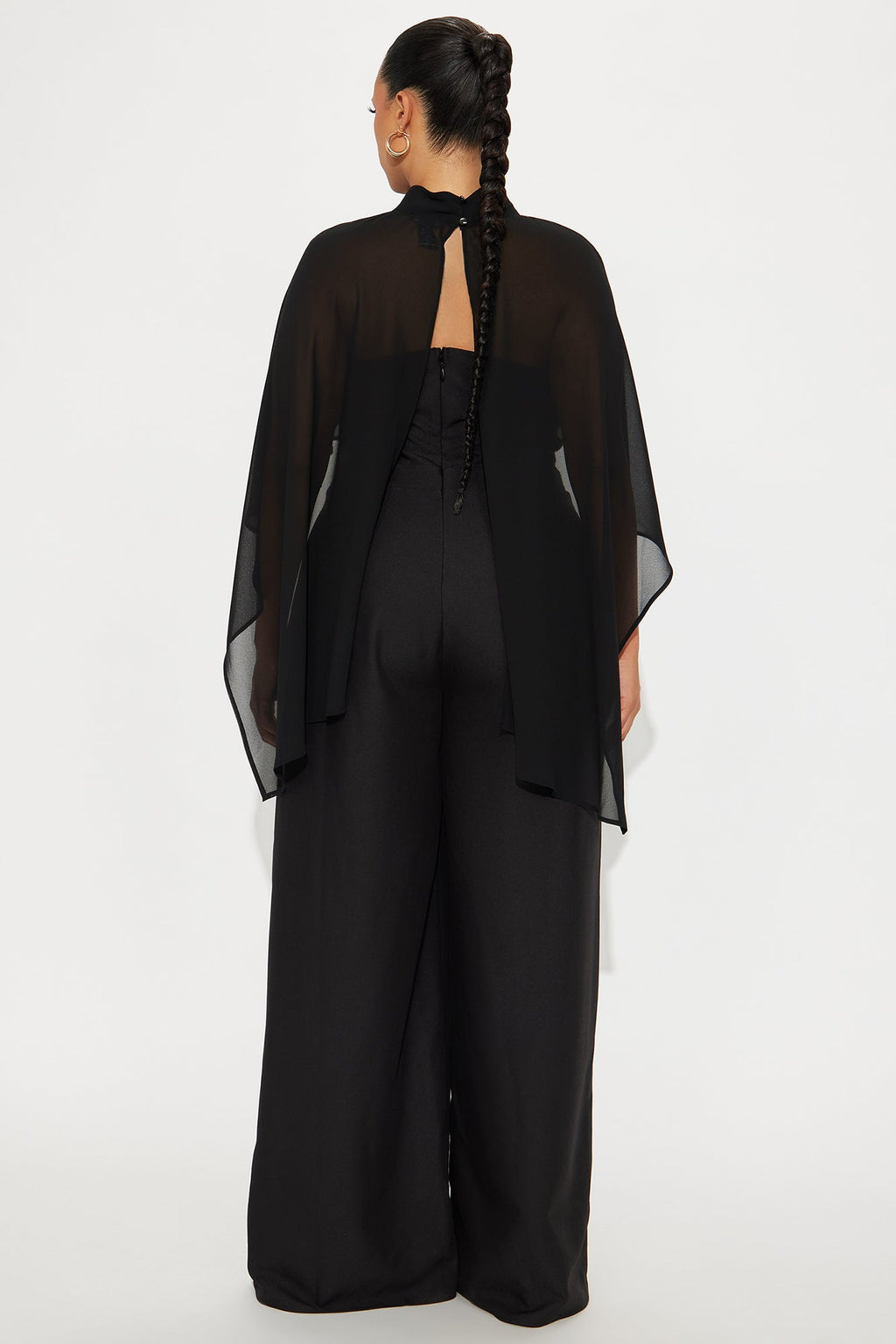 Alessia Cape Wide Leg Jumpsuit Set - Black