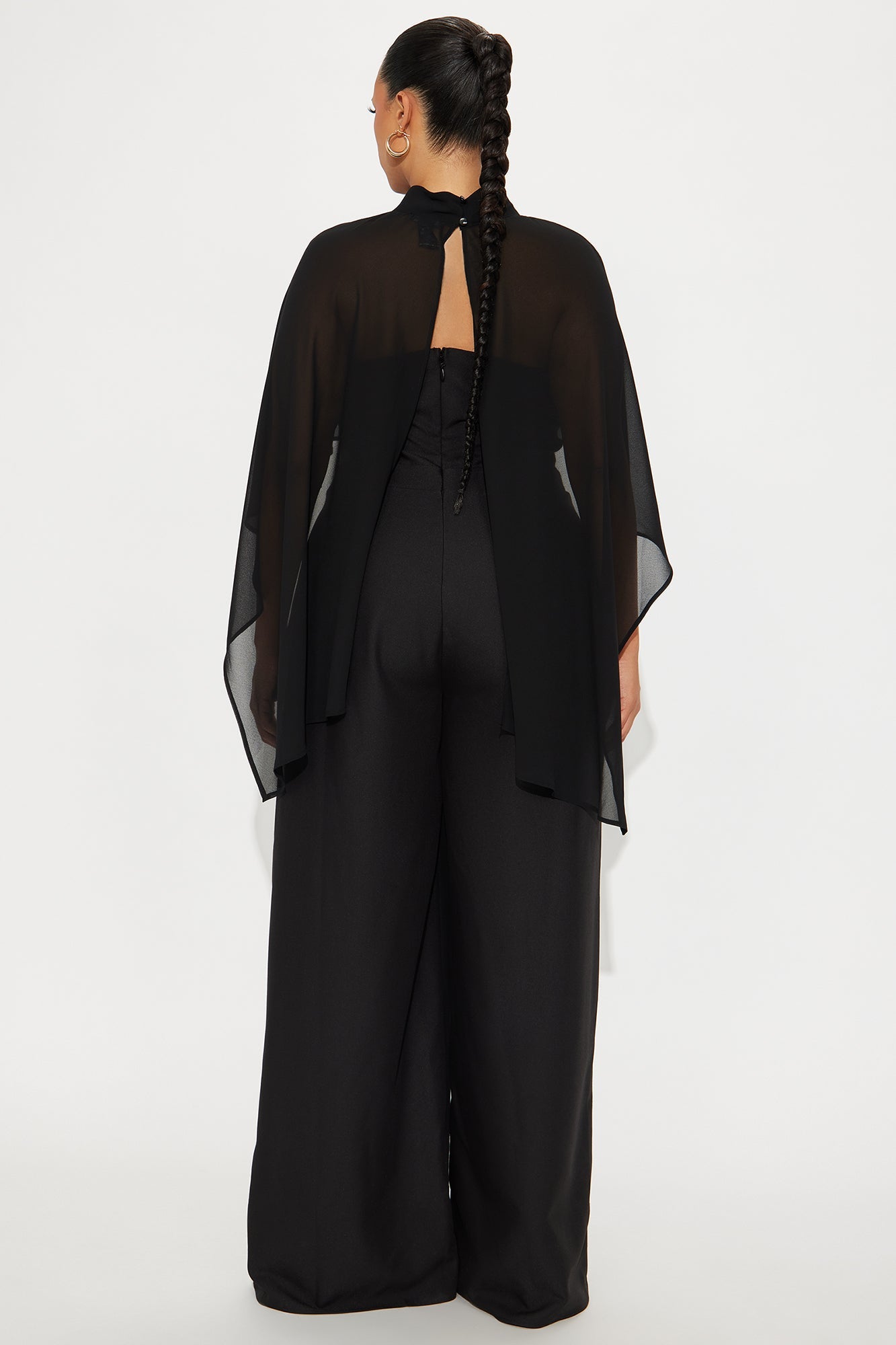 Alessia Cape Wide Leg Jumpsuit Set - Black